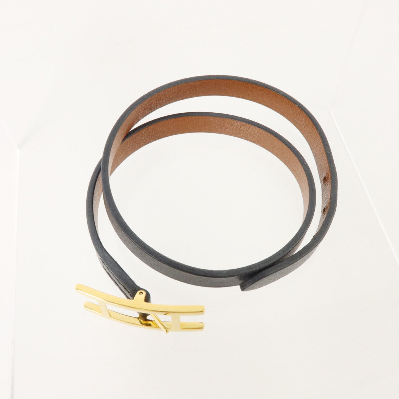 HERMES Tadelakt皮革Behapi Double Tour Bracelet金扣手鏈