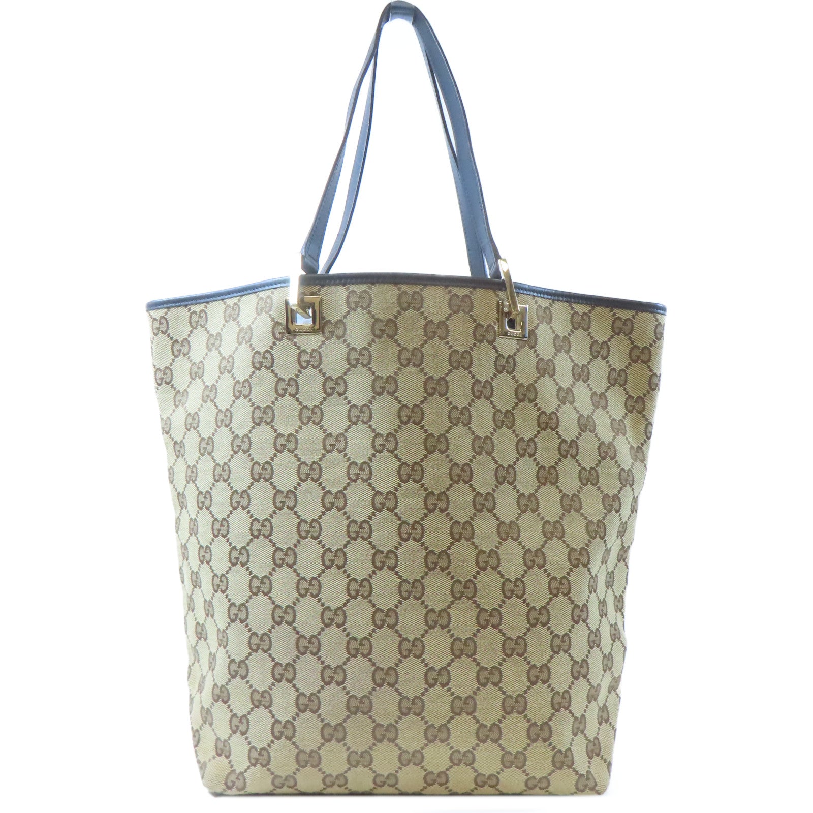 GUCCI 帆布Tote Bag金扣肩背袋啡色