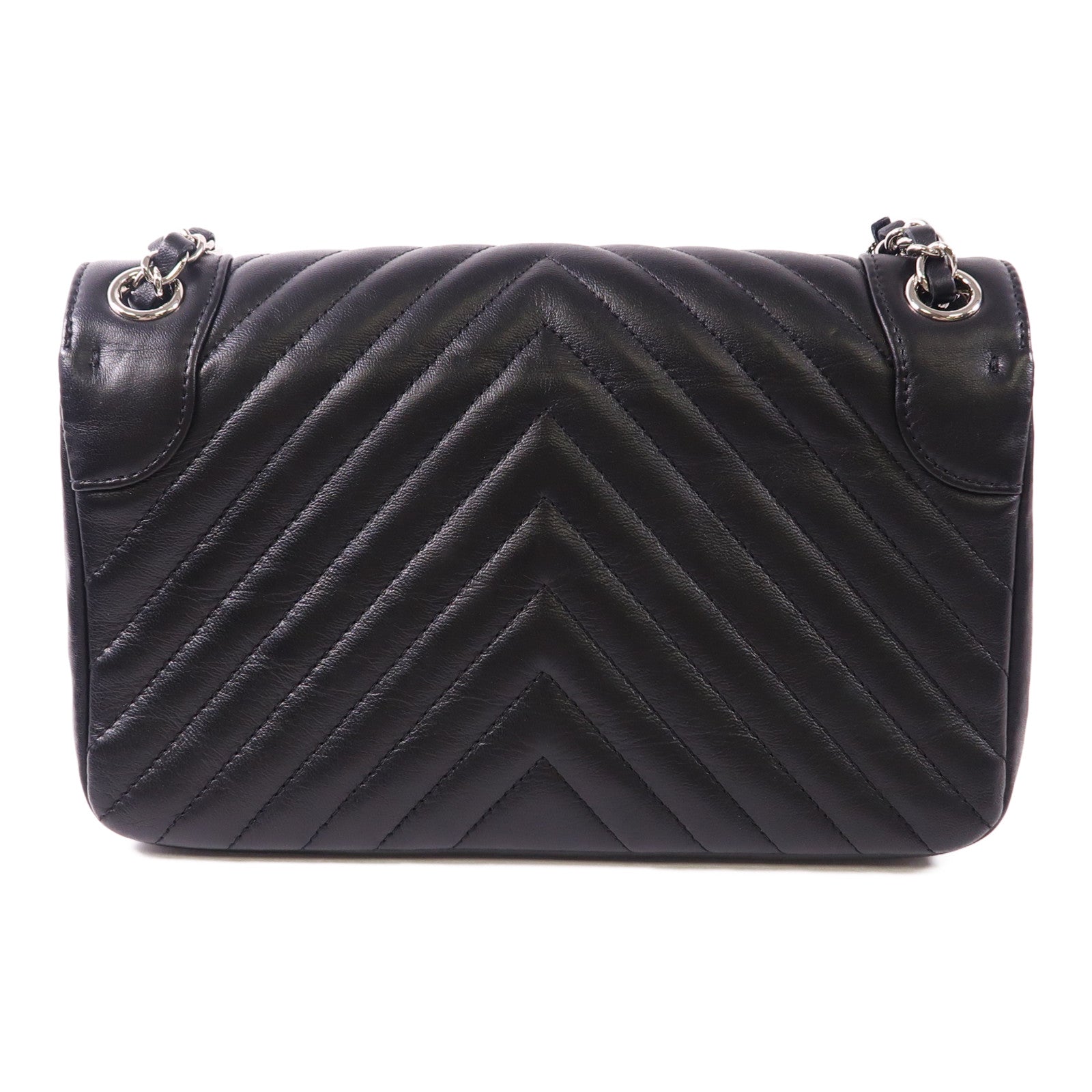 CHANEL 牛皮皮革Chain Shoulder銀扣鏈帶肩背袋