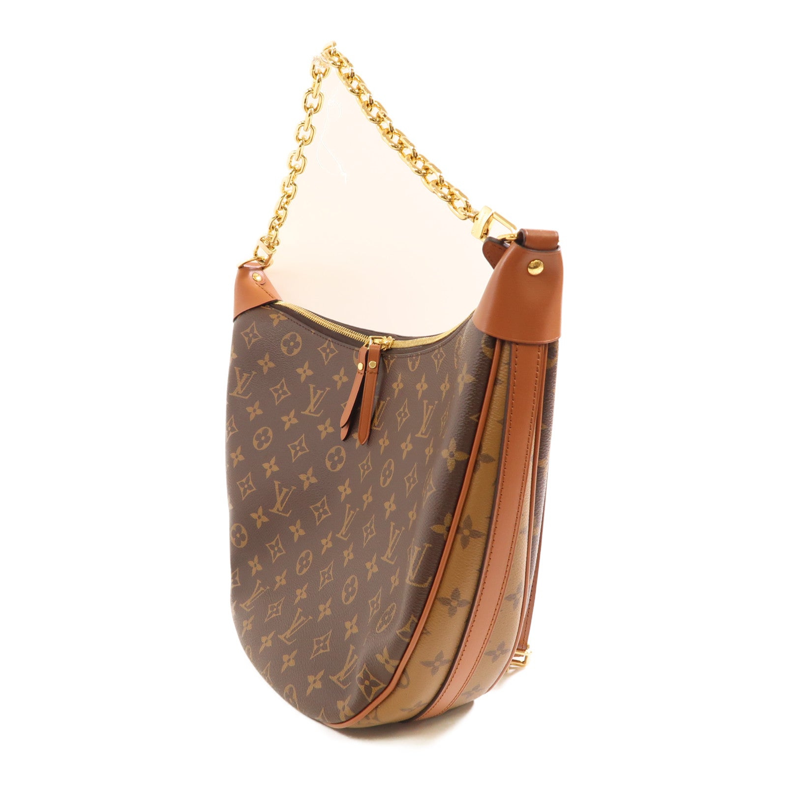 LOUIS VUITTON Monogram Reverse Loop Hobo金扣手挽肩背兩用袋