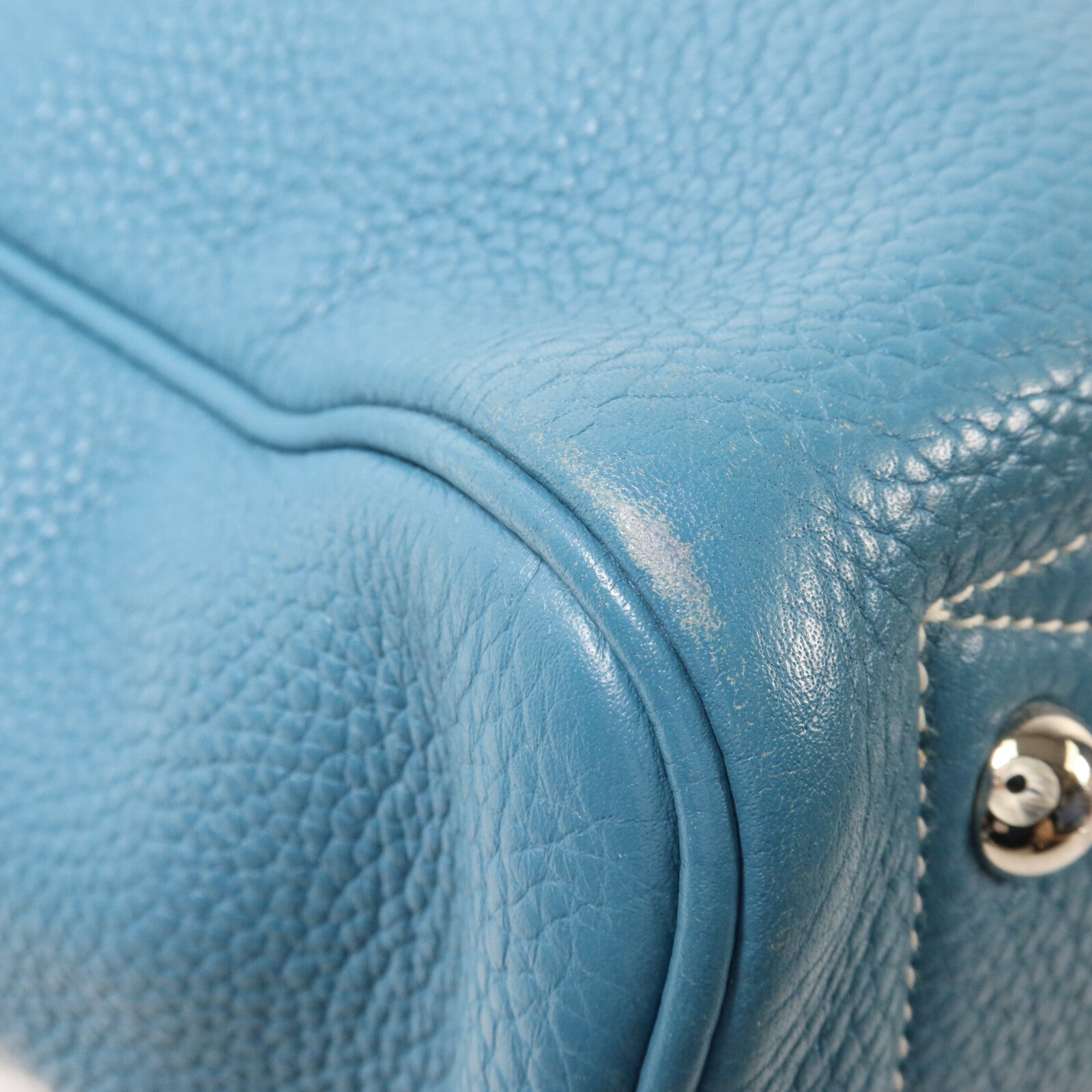HERMES Clemence皮革Victoria 35手挽袋Bleu Jean
