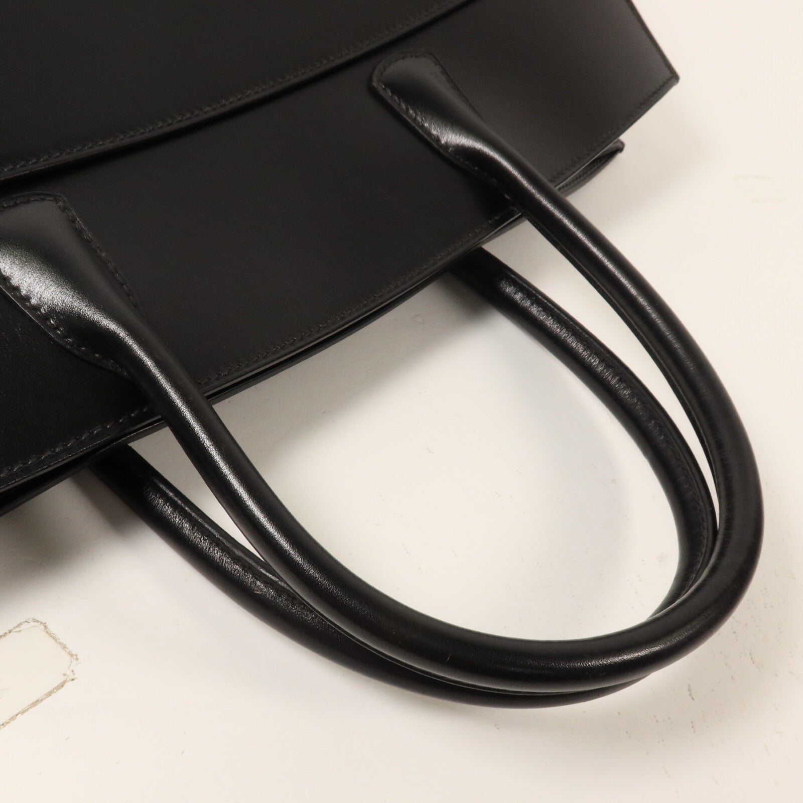 HERMES Box Calf皮革White Bus手挽袋Noir
