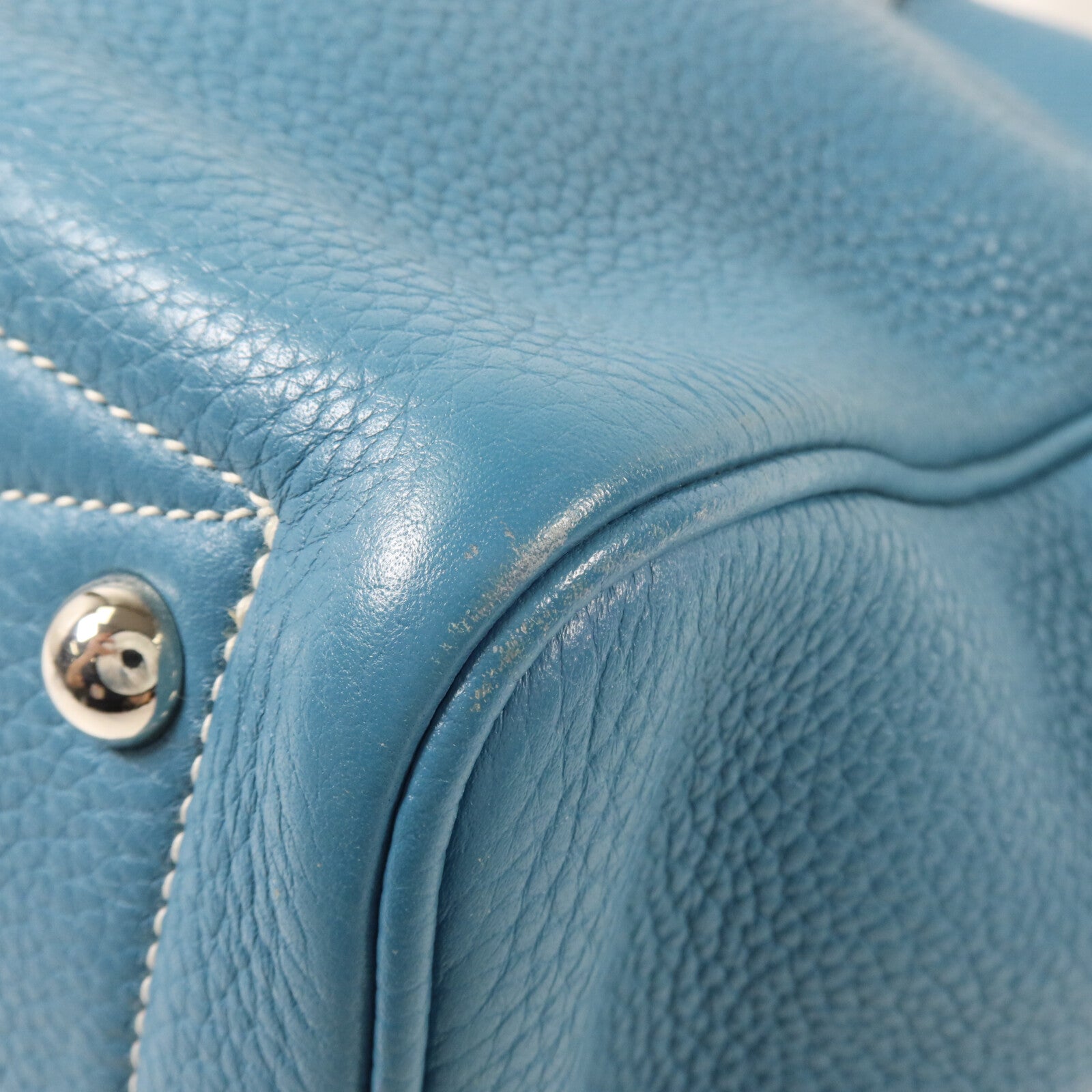 HERMES Clemence皮革Victoria 35手挽袋Bleu Jean