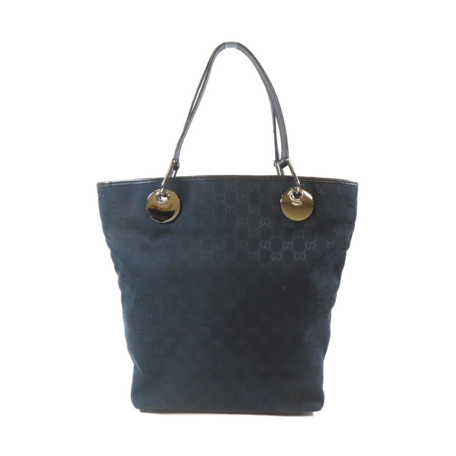 GUCCI 帆布Tote Bag銀扣手挽袋黑色