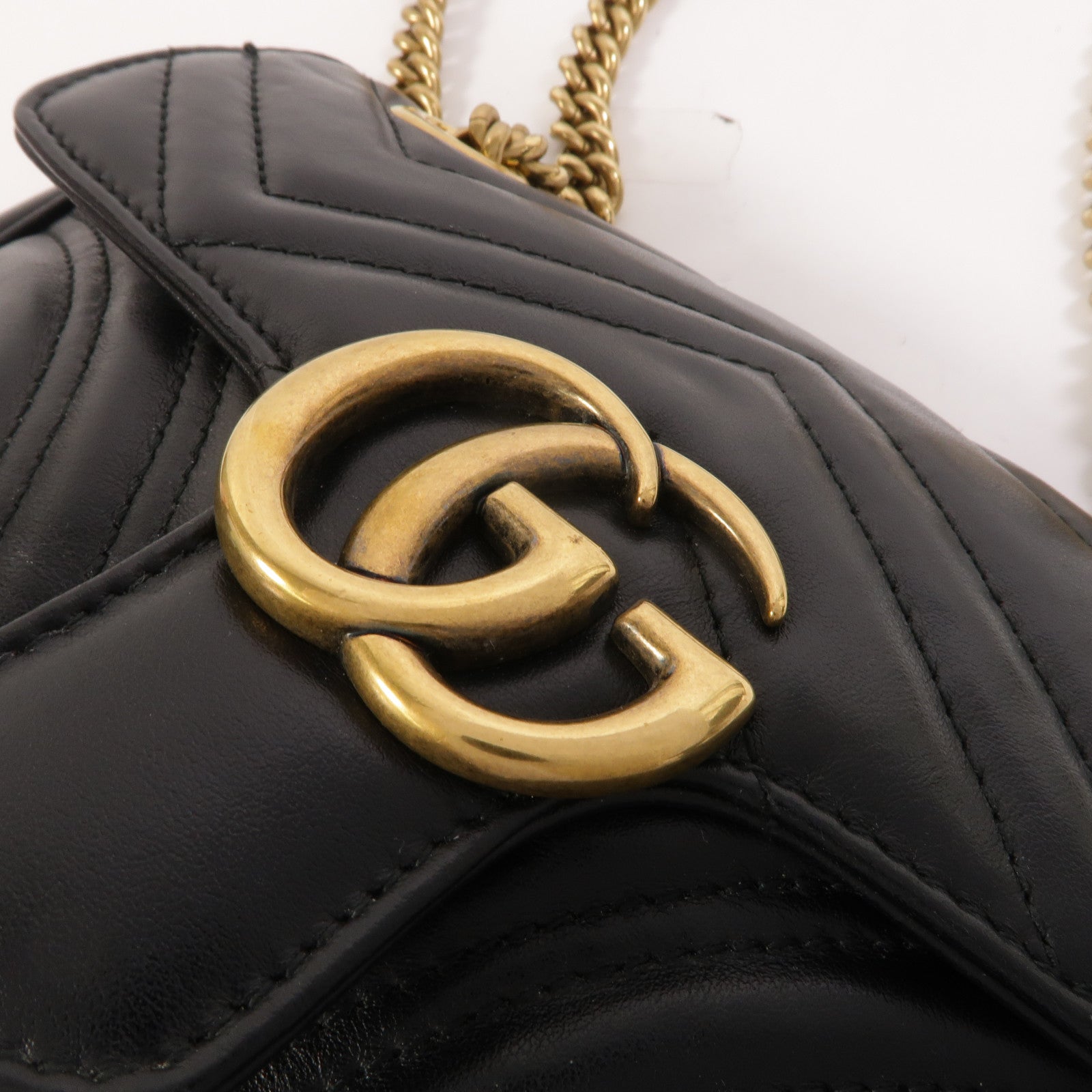 GUCCI 牛皮皮革GG Marmont Small鏈帶肩背袋