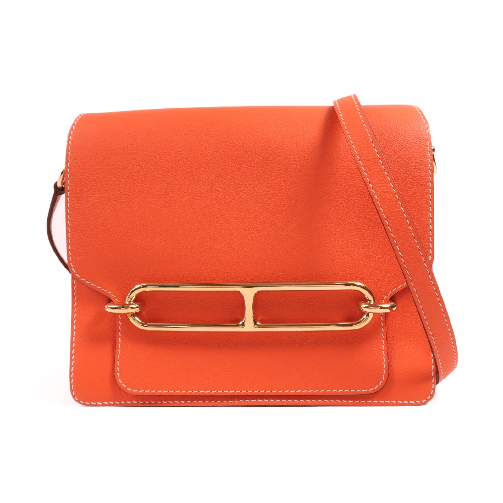 HERMES Evercolor皮革Roulis 23金扣肩背袋Feu