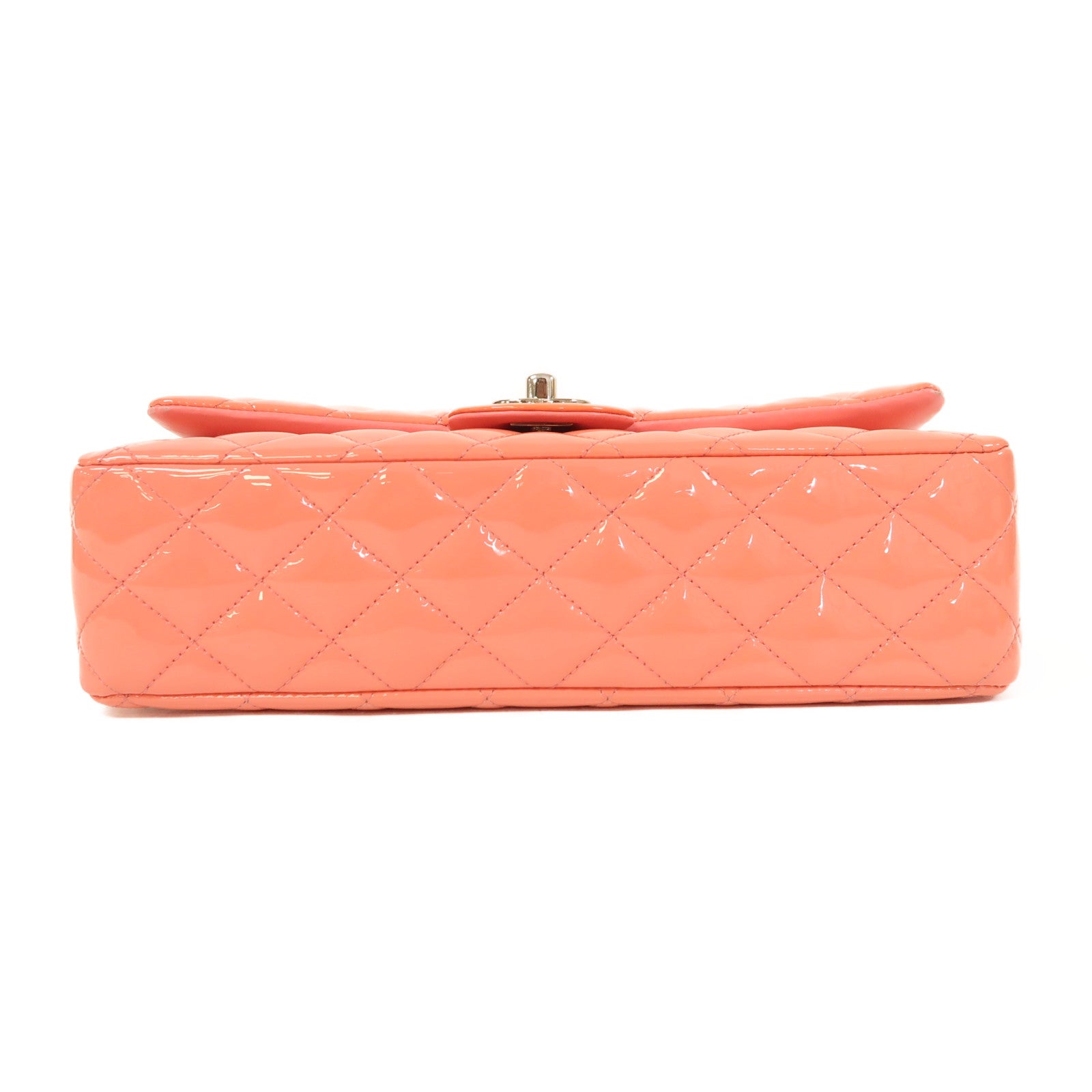 CHANEL 漆皮皮革Classic 25銀扣鏈帶肩背袋粉紅色