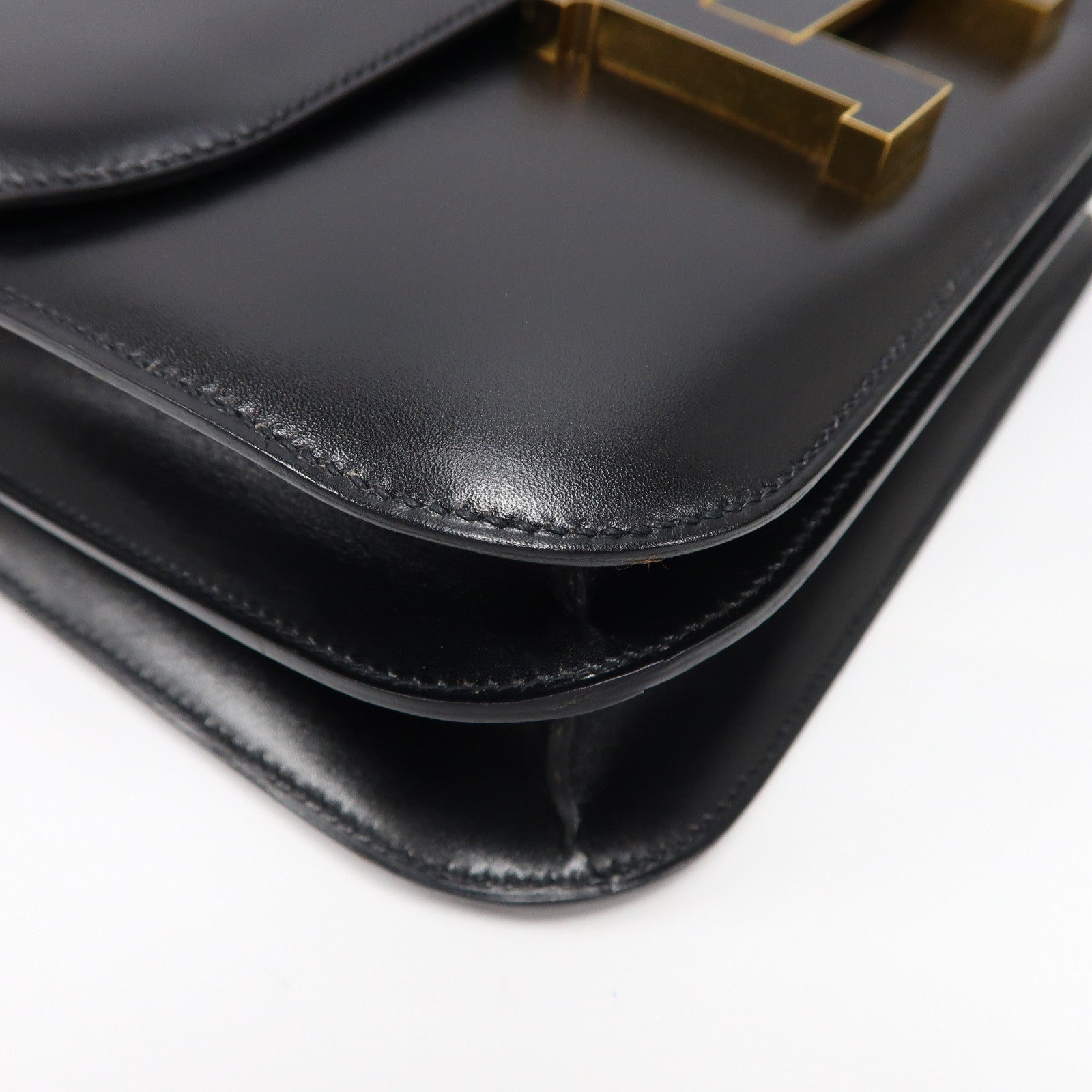 HERMES Box Calf皮革Constance 29金扣手挽袋黑色