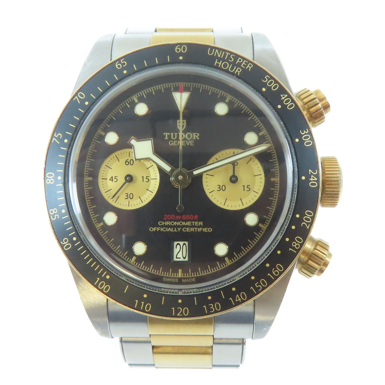 TUDOR Black Bay Chronograph18K黃金/不鏽鋼手錶自動機芯黑色#16cm