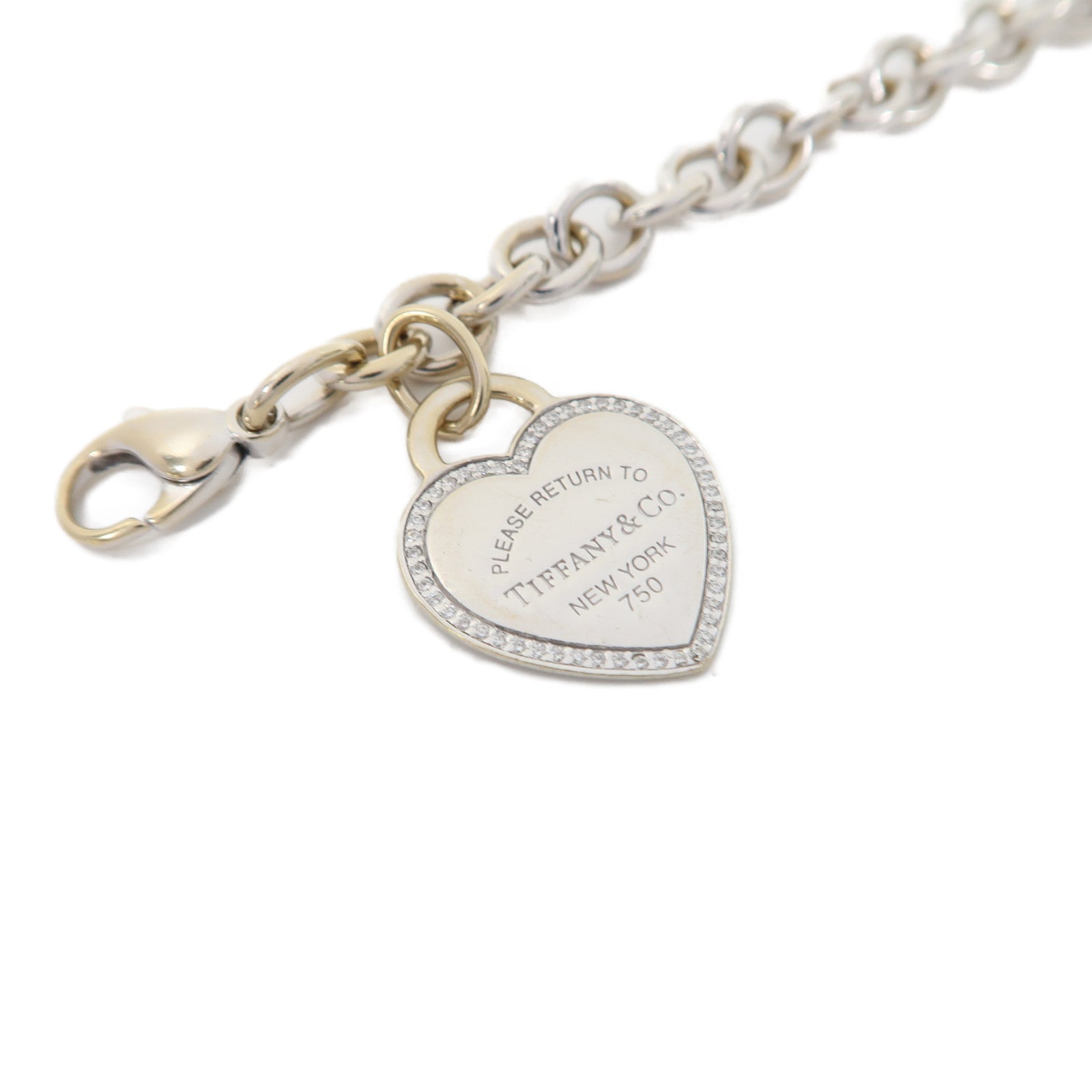 TIFFANY＆CO 18K白金Please Return To Bracelet Diamond手鏈