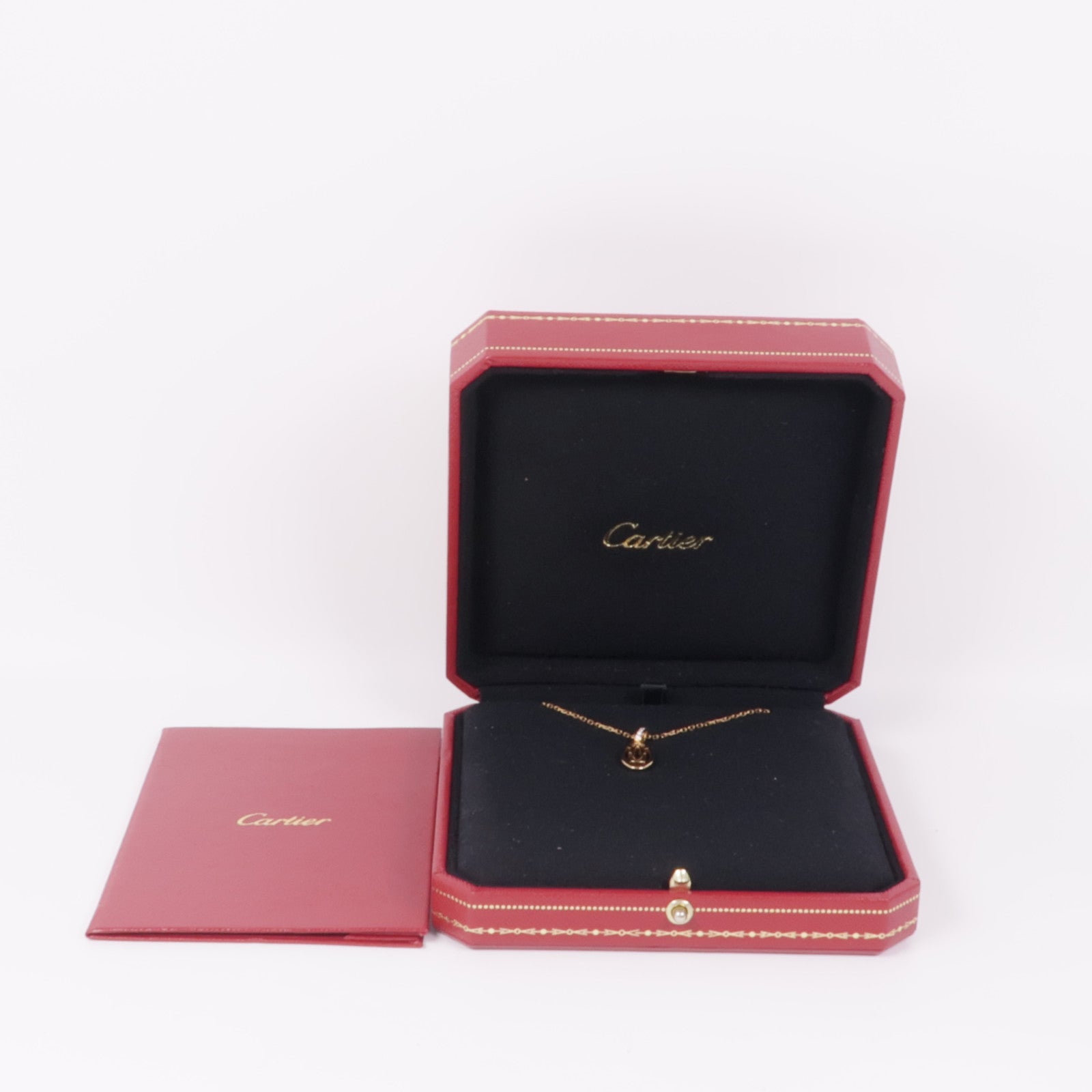 CARTIER 18K玫瑰金Double C De Cartier鑽石項鍊