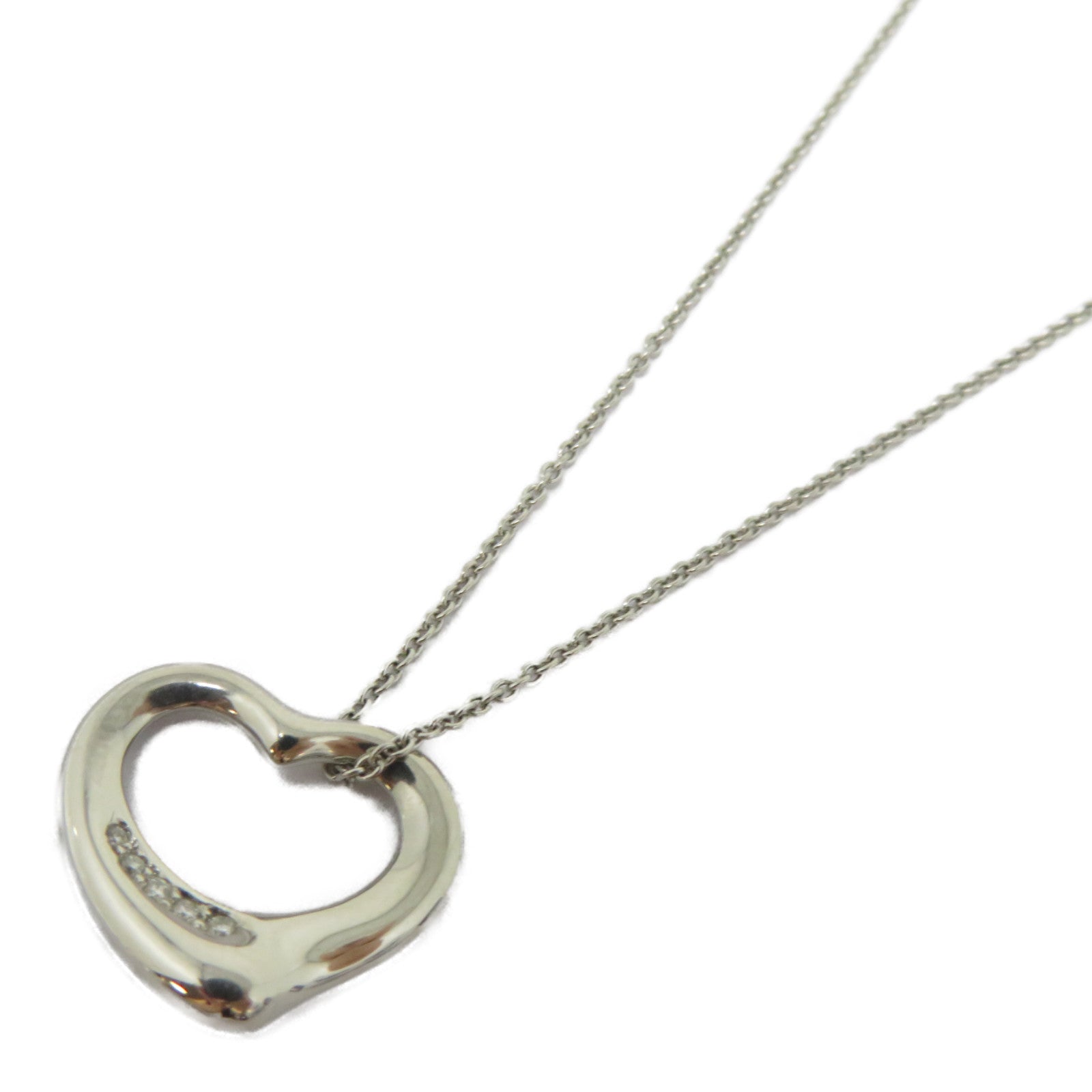 TIFFANY＆CO 【激減優惠】950鉑金Diamond Open Heart Necklace鑽石項鍊