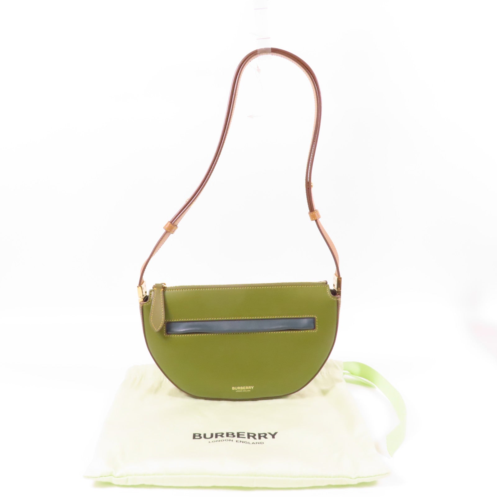 BURBERRY【激減優惠】 牛皮皮革Shoulder Bag金扣肩背袋綠色