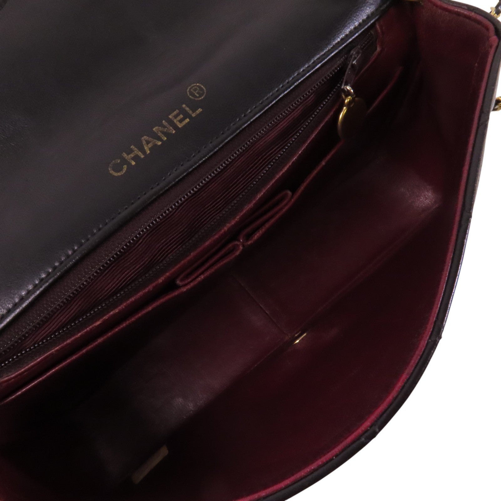 CHANEL 羊皮皮革Vintage Chain Shoulder金扣鏈帶肩背袋