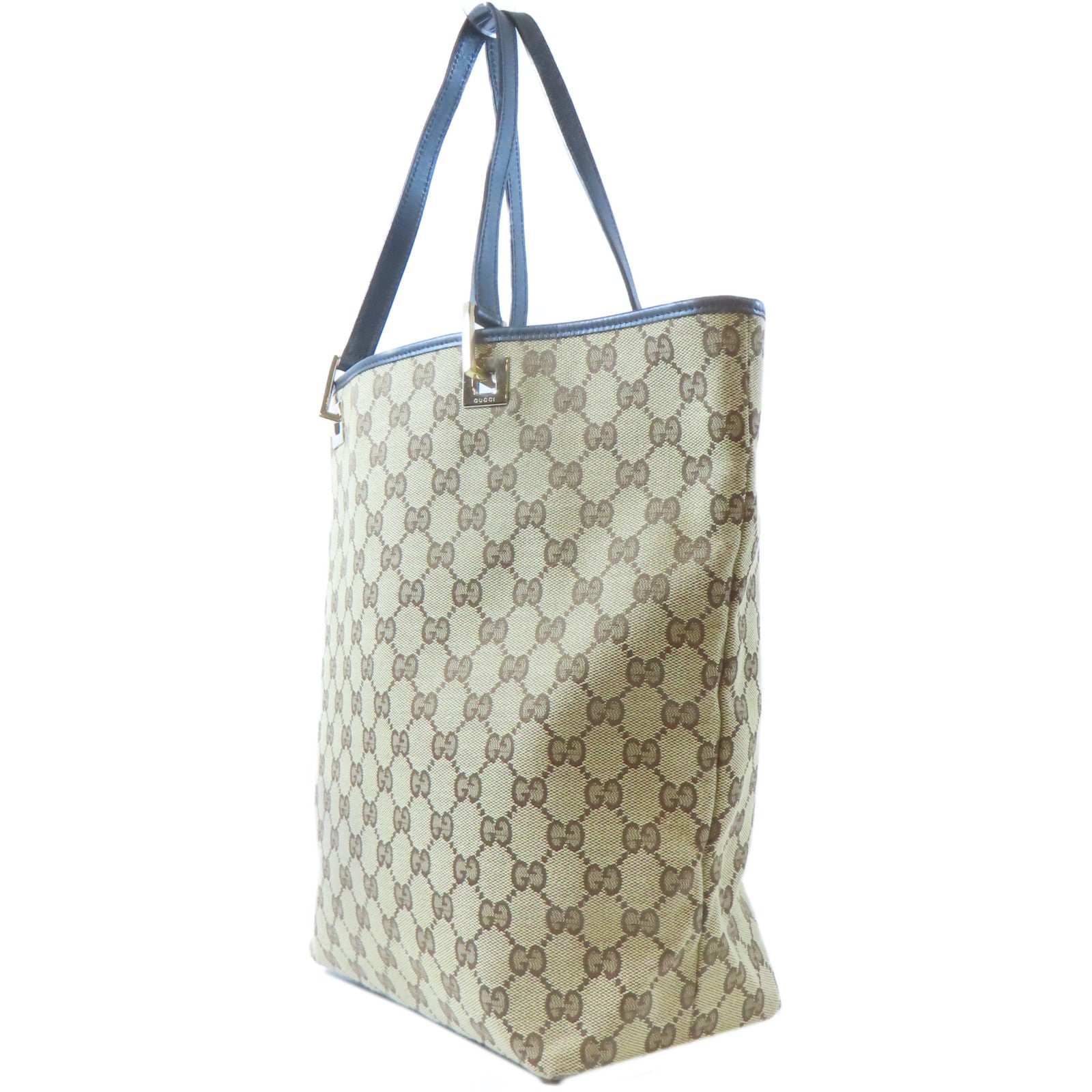 GUCCI 帆布Tote Bag金扣肩背袋啡色
