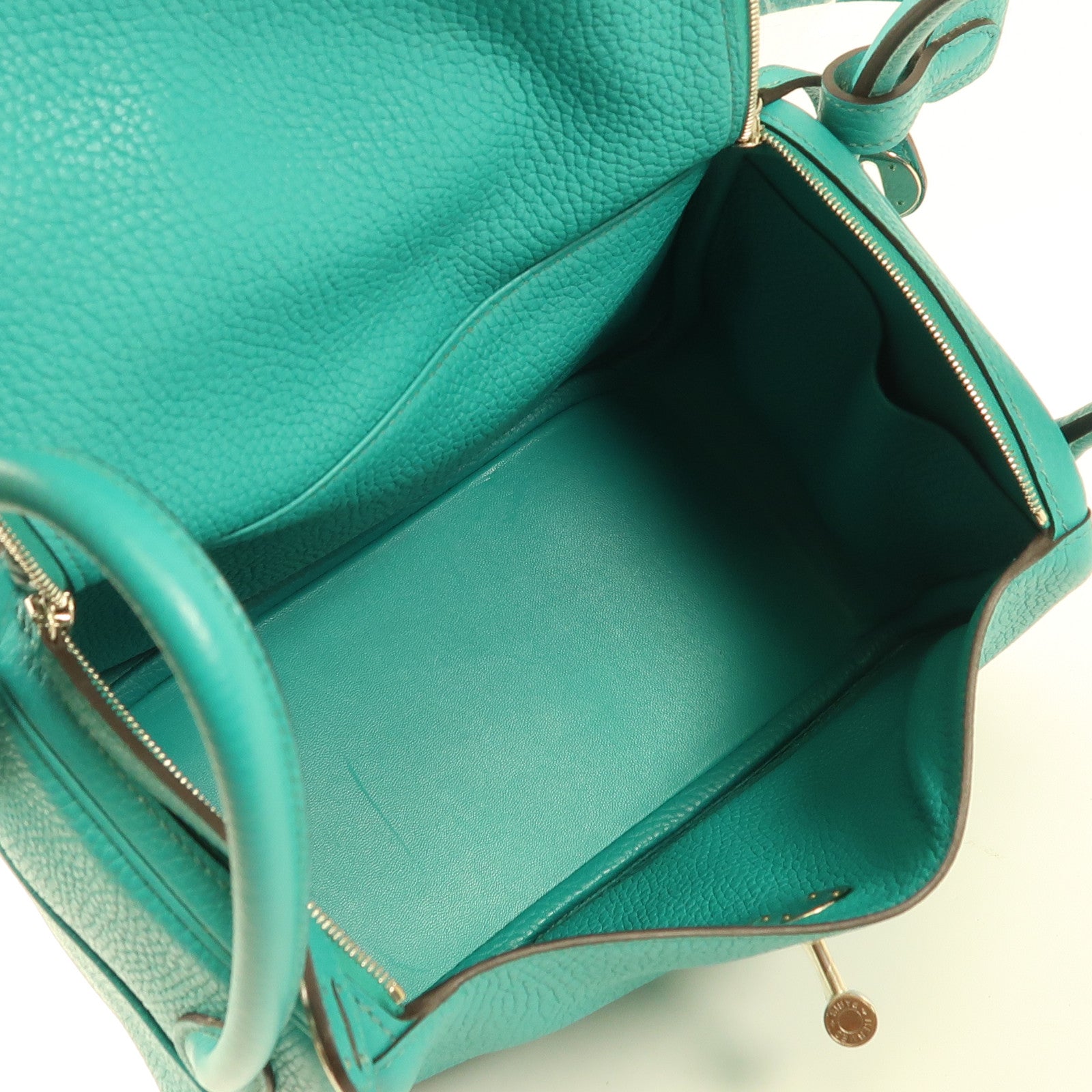 HERMES Clemence皮革Lindy 26銀扣手挽肩背兩用袋Bleu Paon藍色