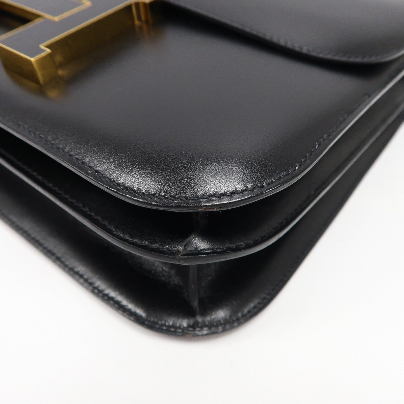 HERMES Box Calf皮革Constance 29金扣手挽袋黑色