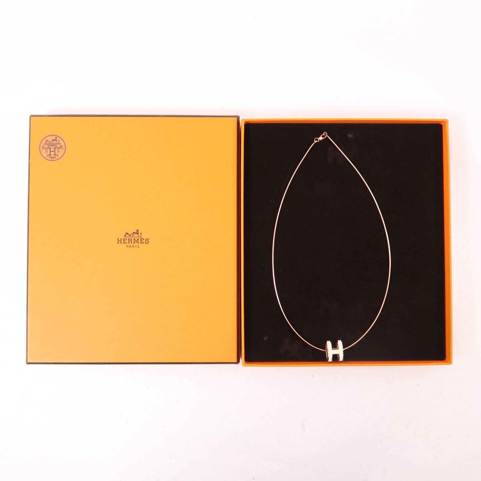 HERMES 金屬Pop H Necklace項鍊白色/金色