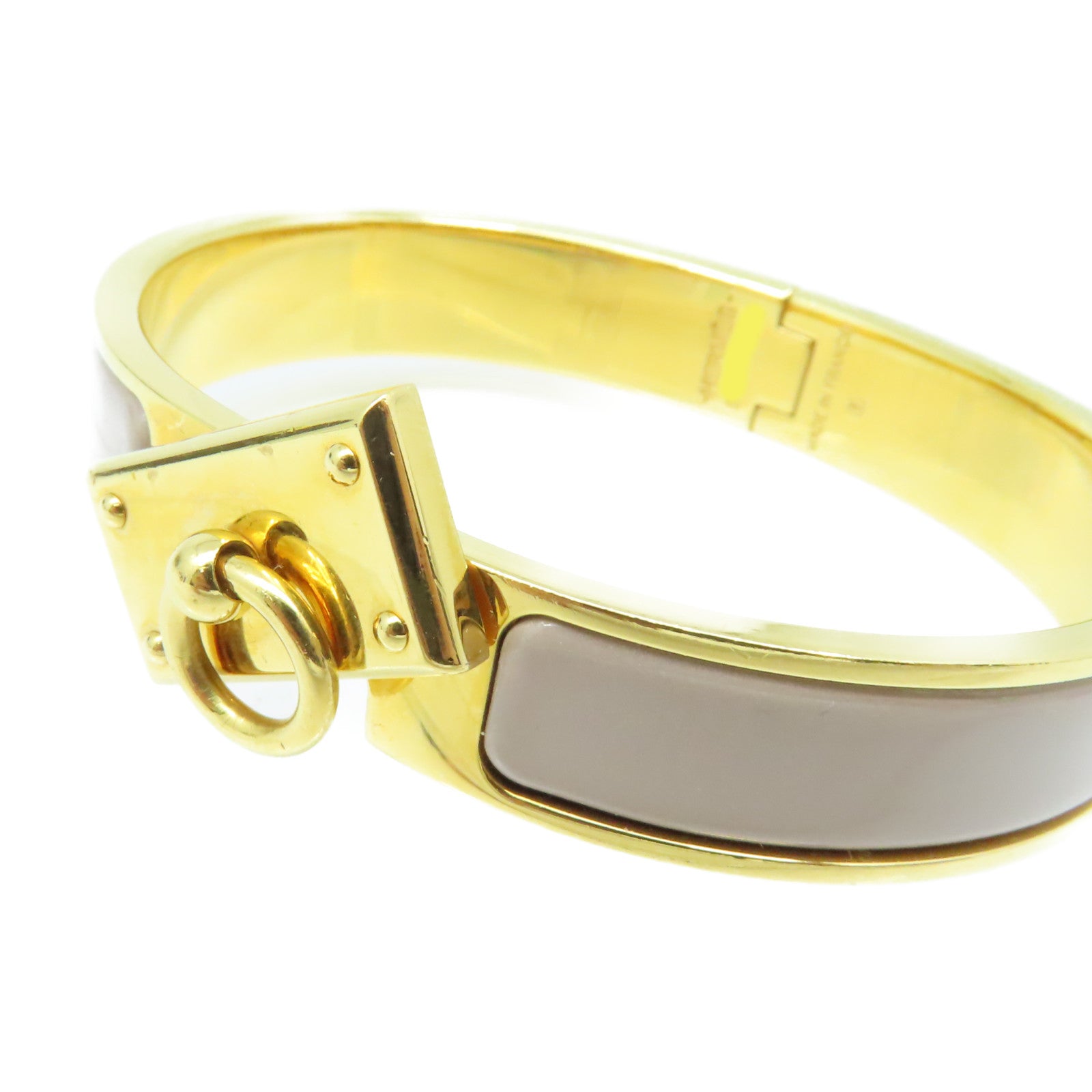 HERMES 【激減優惠】金屬/琺瑯Clic Anneau Bracelet金扣手鐲金色/灰色