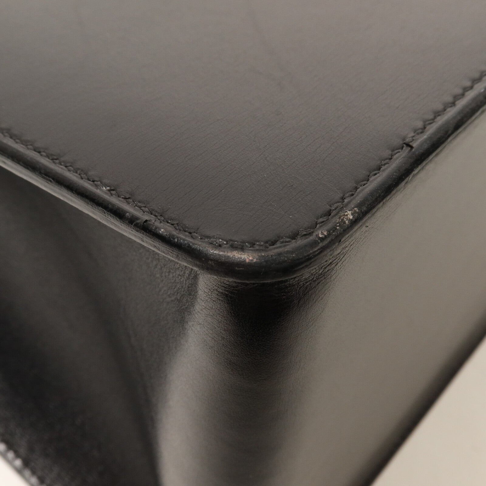 HERMES Box Calf皮革White Bus手挽袋Noir