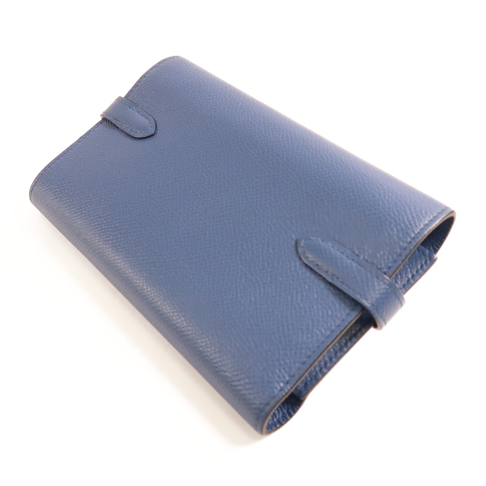 HERMES 【激減優惠】Epsom皮革Kelly Short Wallet金扣錢包Bleu Paon孔雀藍色