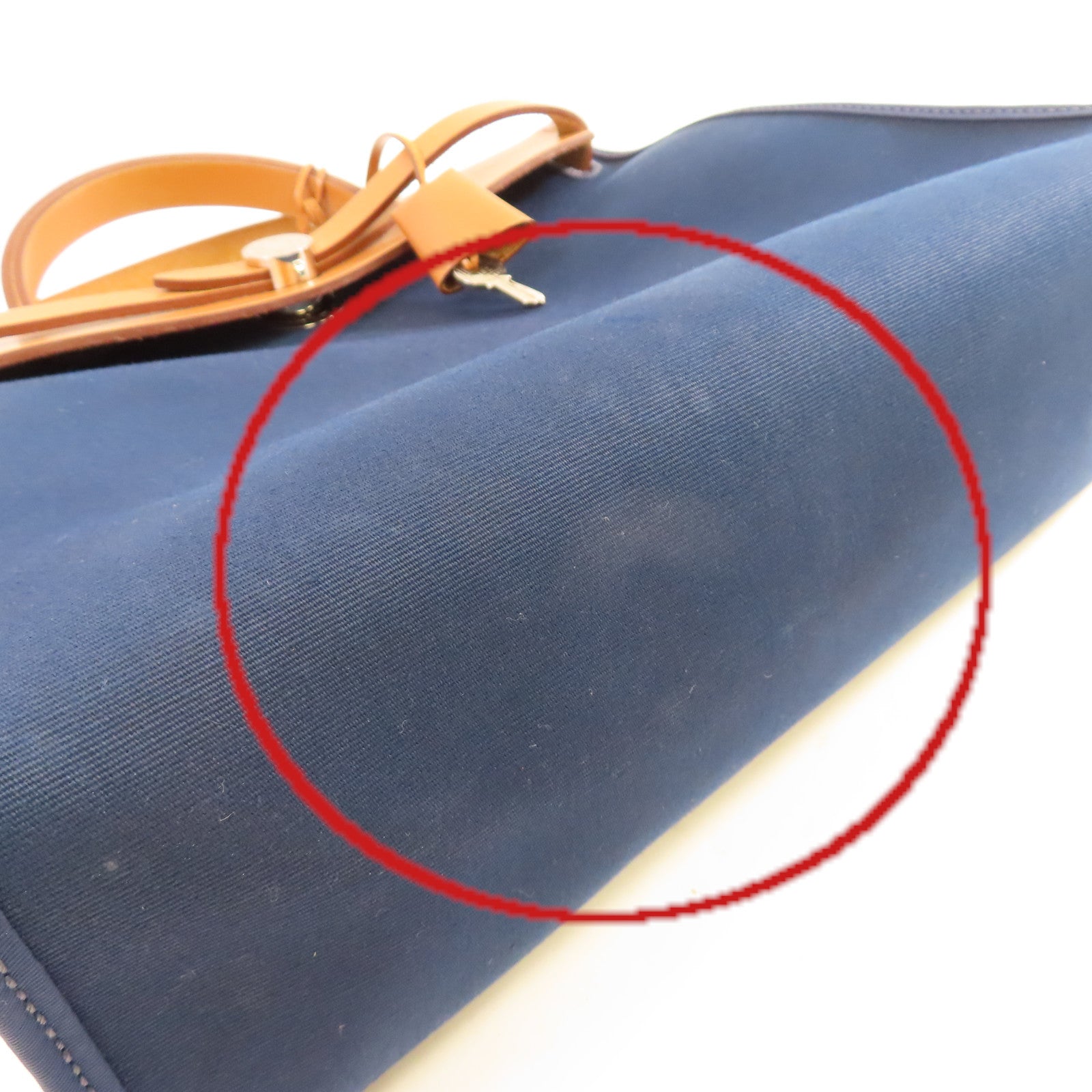HERMES 帆布Herbag PM 2Way Shoulder Bag銀扣手挽肩背兩用袋馬爾他藍色/啡色