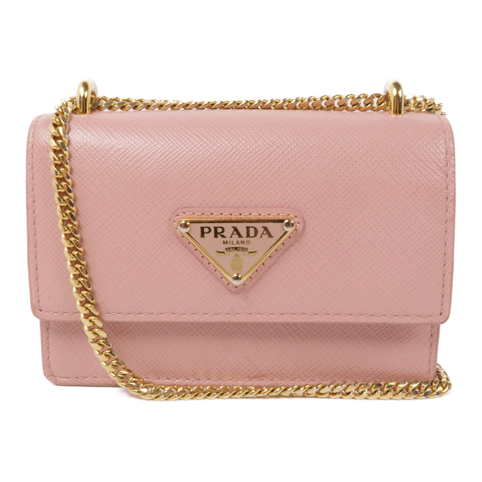 PRADA Saffiano皮革Chain Shoulder Bag金扣鏈帶肩背袋