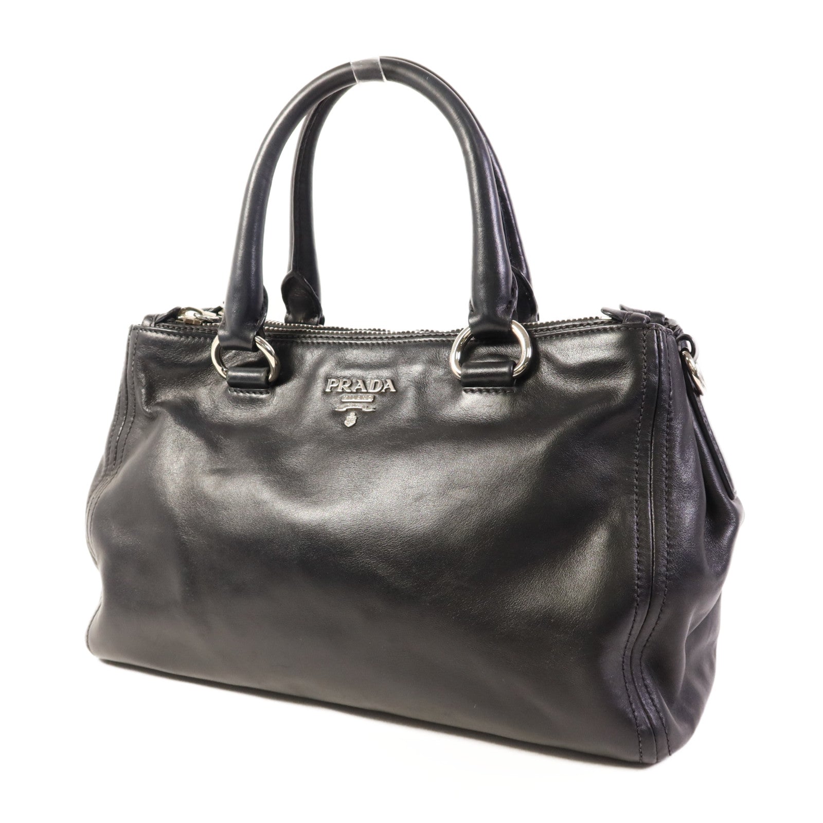 PRADA 牛皮皮革Shoulder Bag銀扣手挽肩背兩用袋