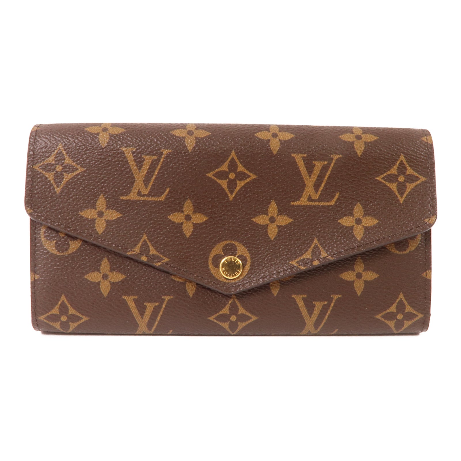 LOUIS VUITTON Monogram Sarah Wallet金扣長錢包啡色