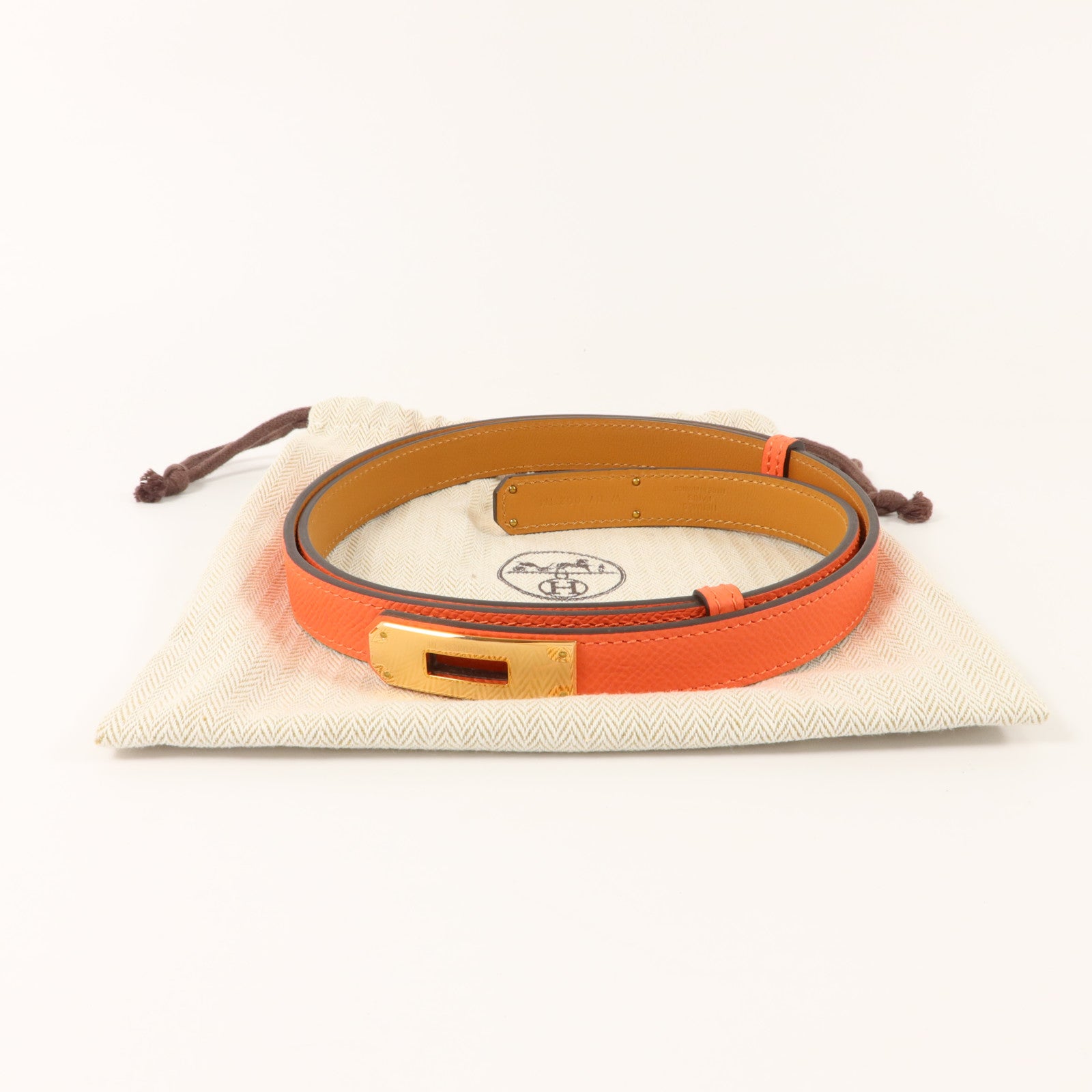 HERMES Epsom皮革Kelly 18 Belt皮帶Rose Jaipur