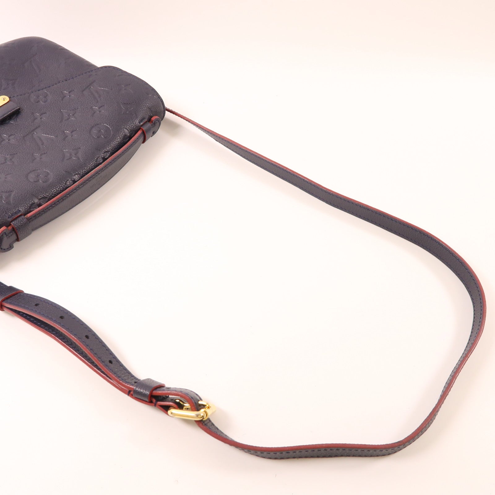 LOUIS VUITTON Monogram Empreinte Pochette Metis金扣手挽肩背兩用袋深藍色