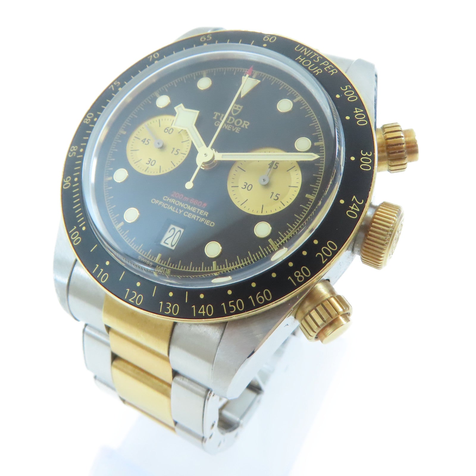 TUDOR Black Bay Chronograph18K黃金/不鏽鋼手錶自動機芯黑色#16cm