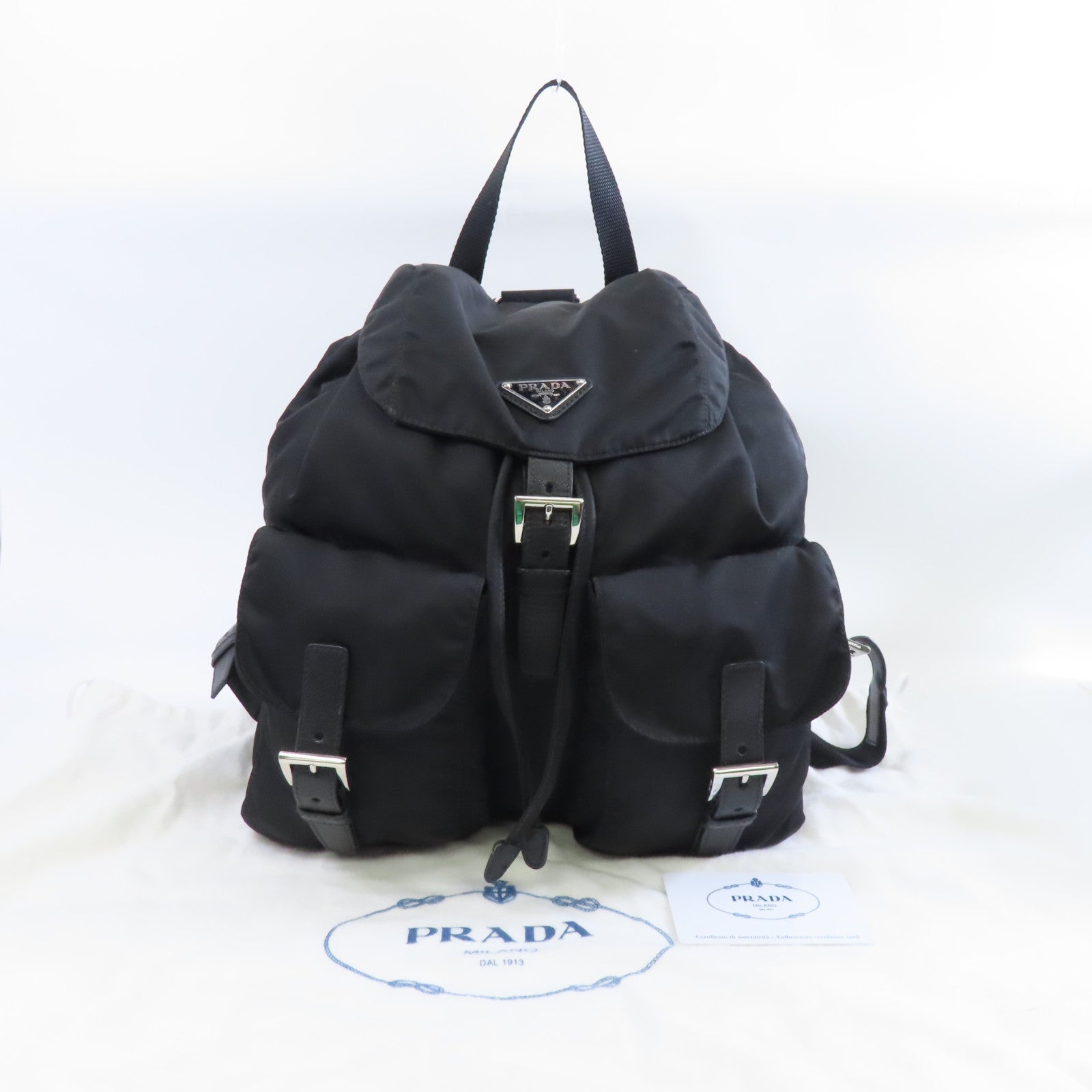 PRADA 【激減優惠】尼龍Backpack銀扣背包黑色