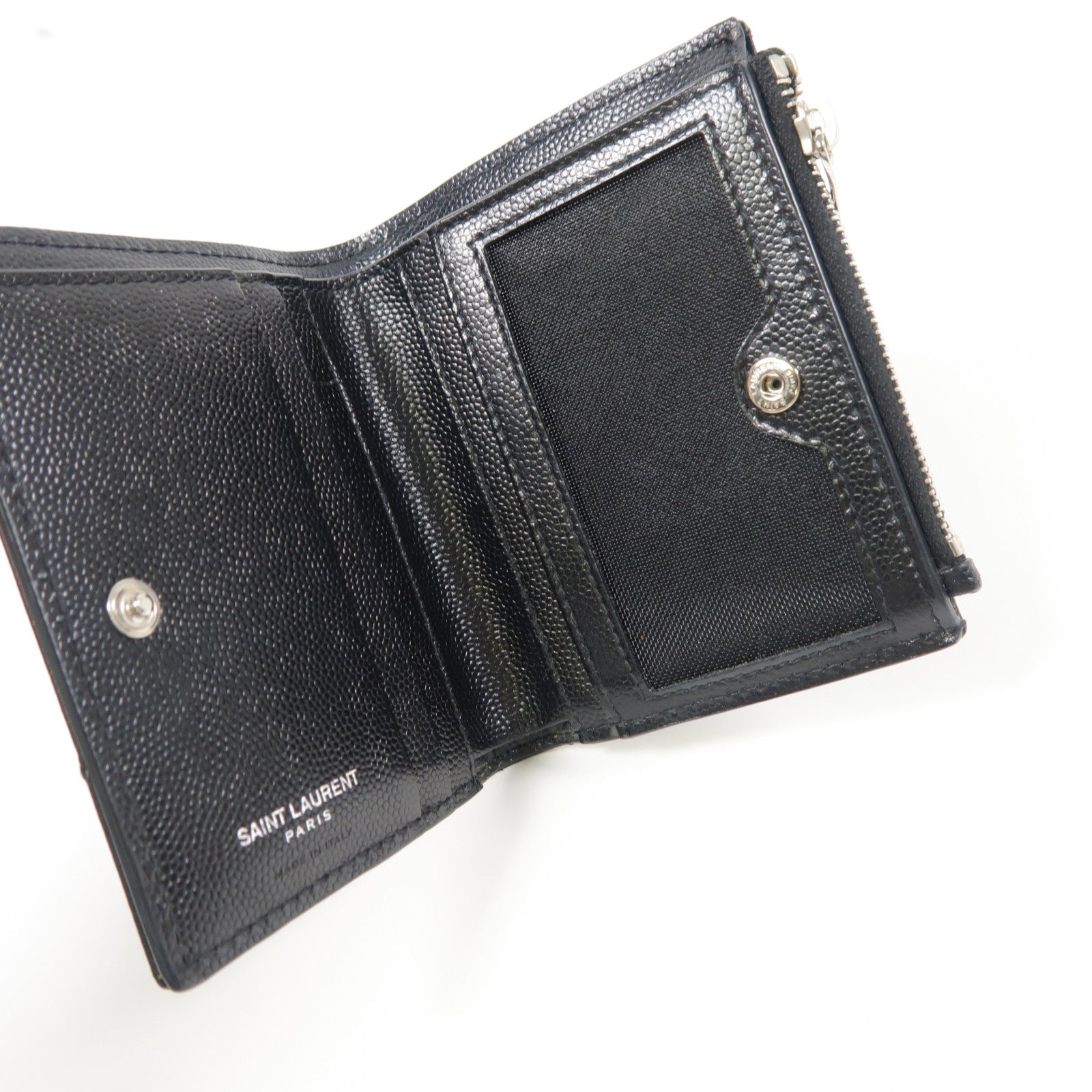 YVES SAINT LAURENT 牛皮皮革Wallet銀扣錢包