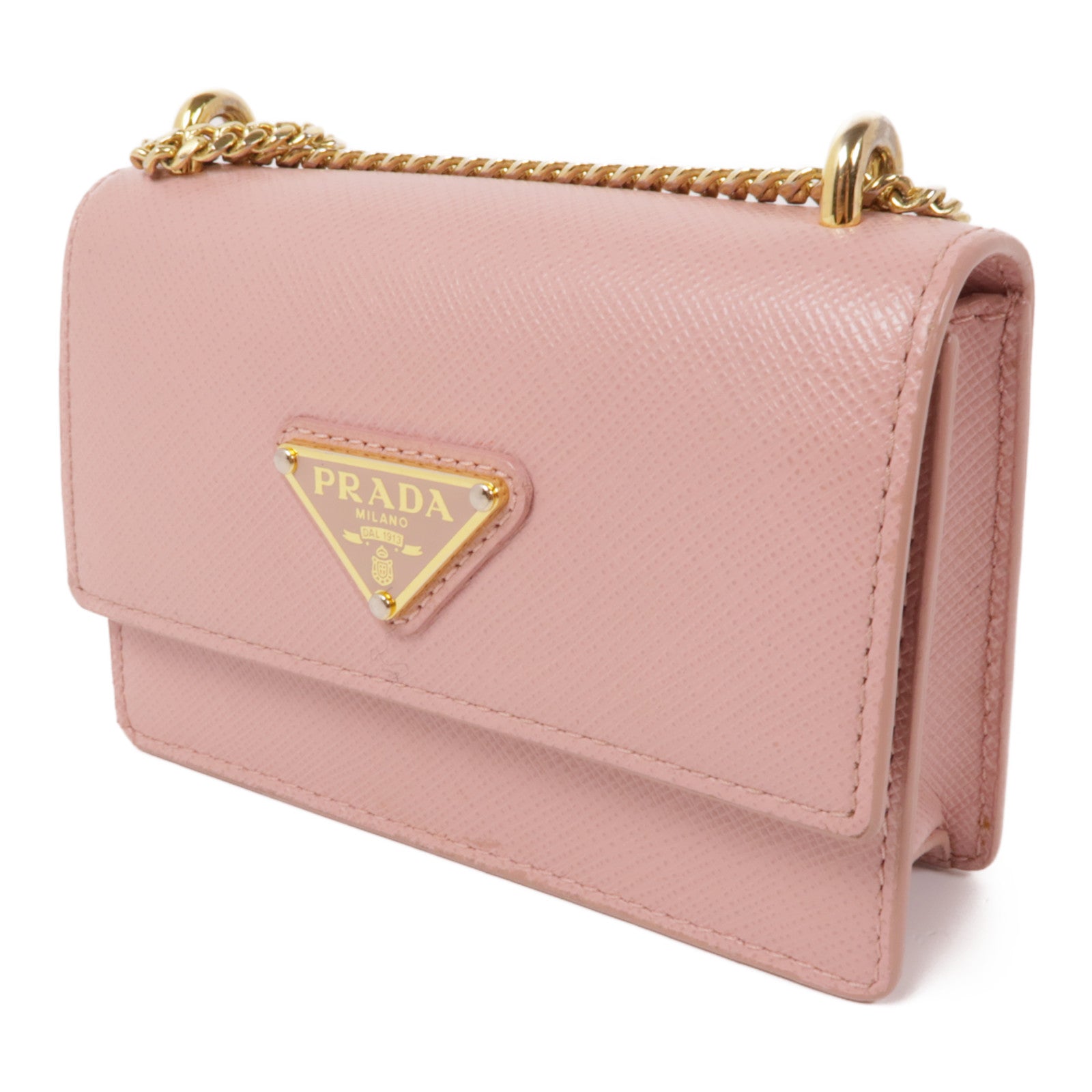 PRADA Saffiano皮革Chain Shoulder Bag金扣鏈帶肩背袋