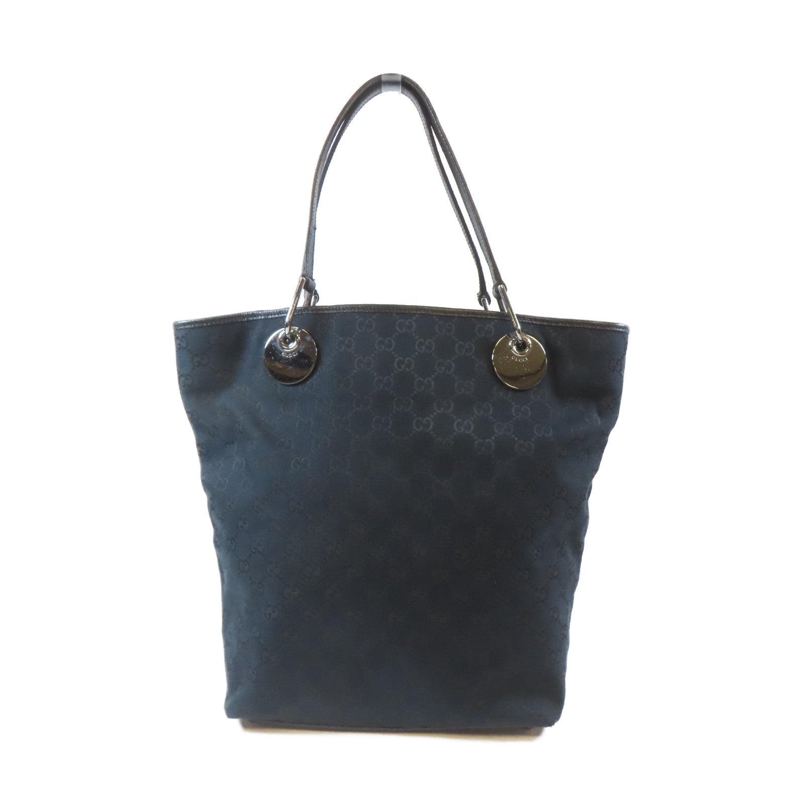 GUCCI 帆布Tote Bag銀扣手挽袋黑色