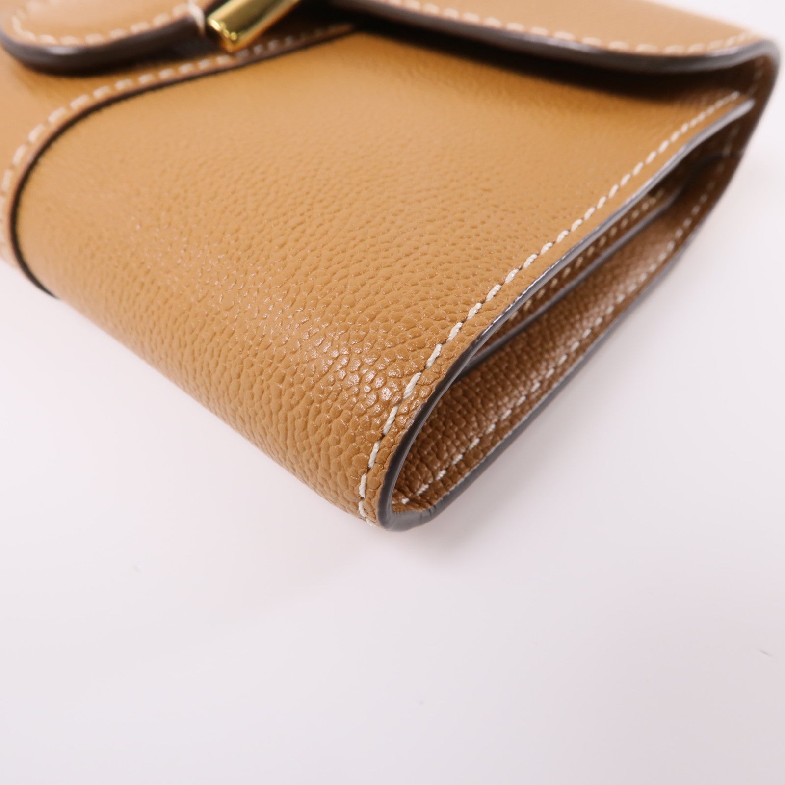 Delvaux 牛皮皮革Wallet金扣錢包棕色