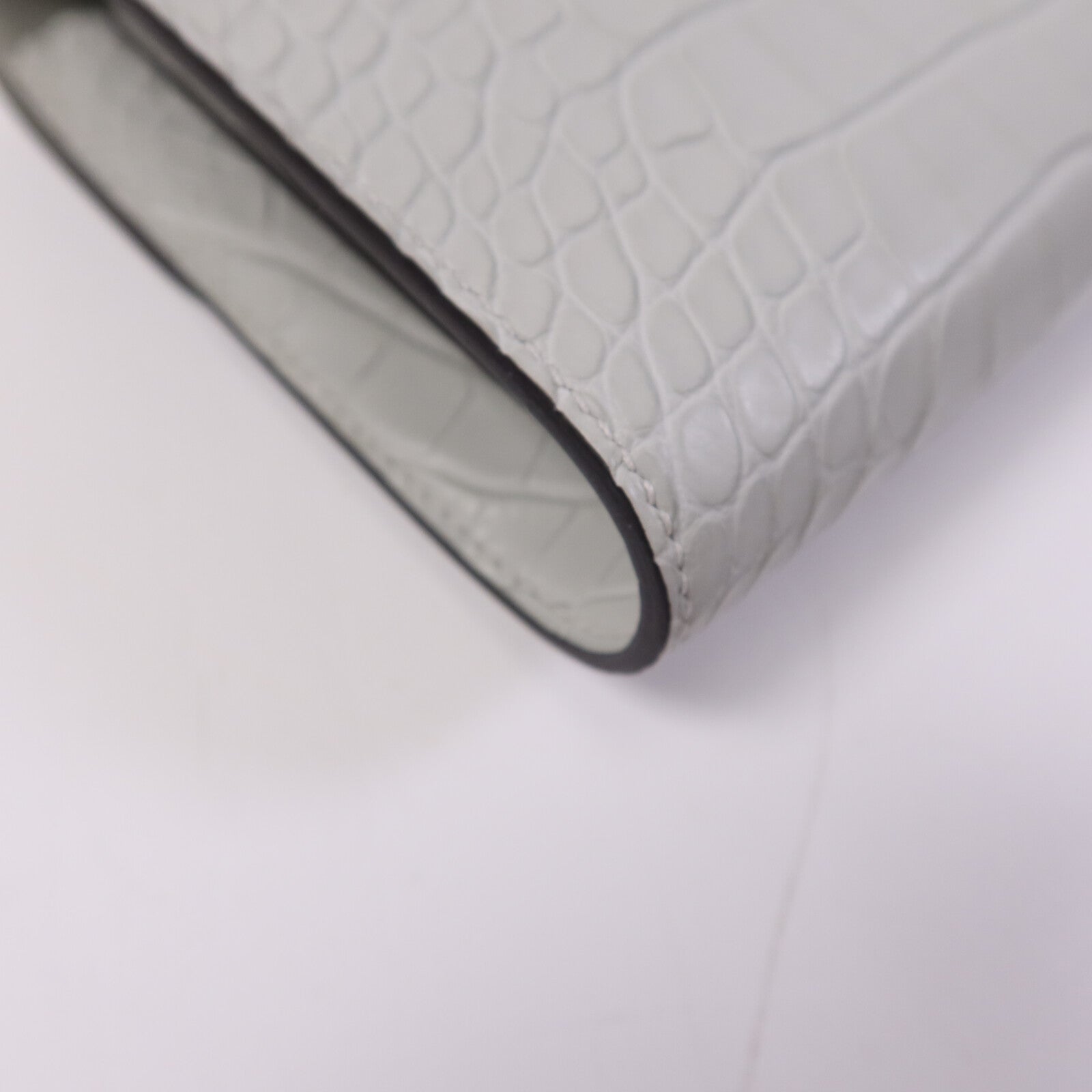 HERMES Alligator Mat皮革Constance To Go銀扣肩背袋Gris Neve