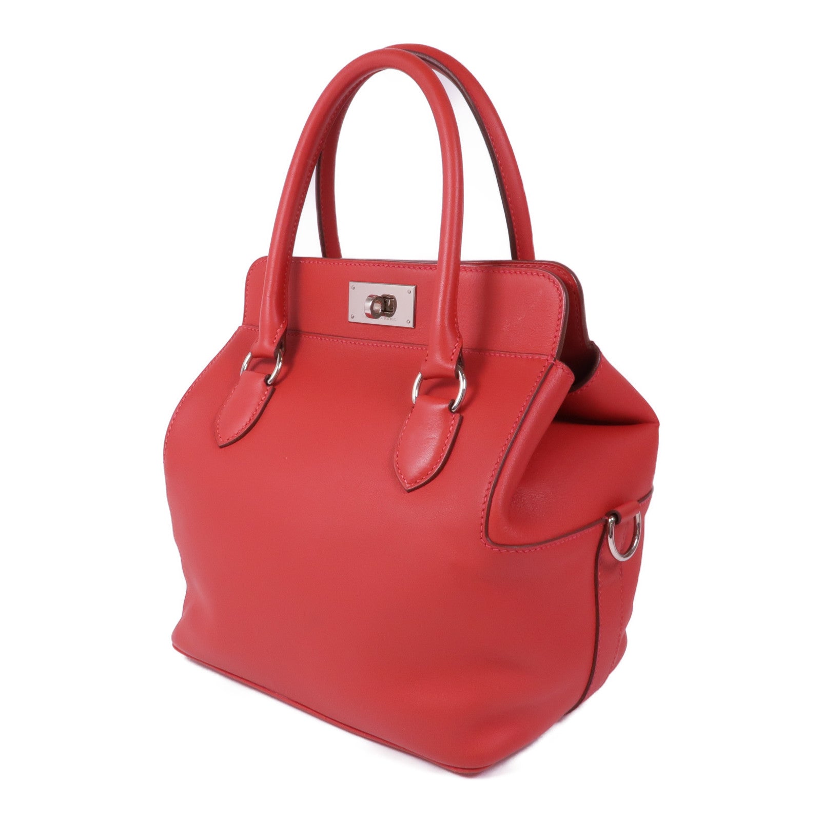 HERMES Swift皮革ToolBox 20銀扣手挽肩背兩用袋Vermillion