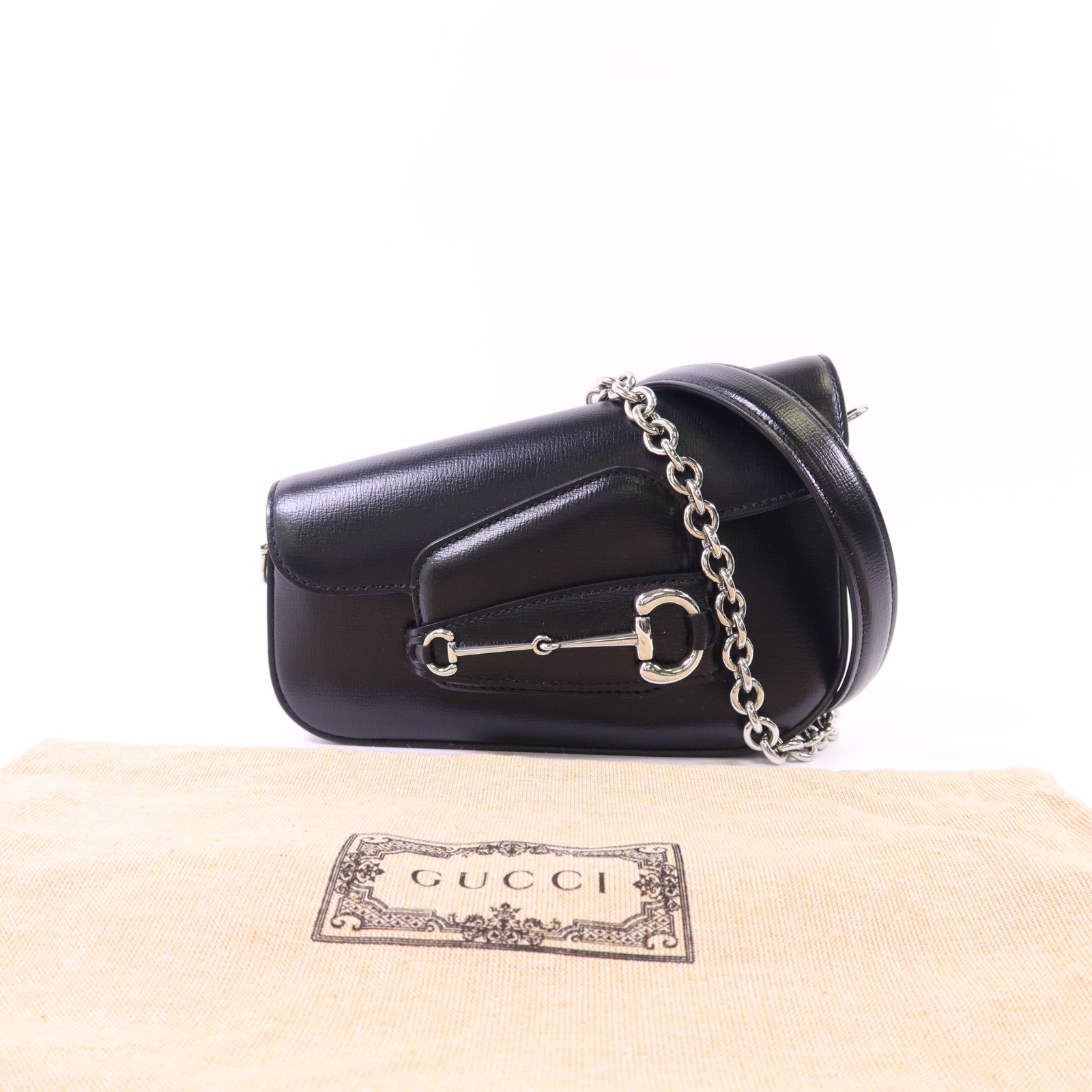 GUCCI 【激減優惠】牛皮皮革Horsebit 1955 Mini Shoulder Bag銀扣肩背袋