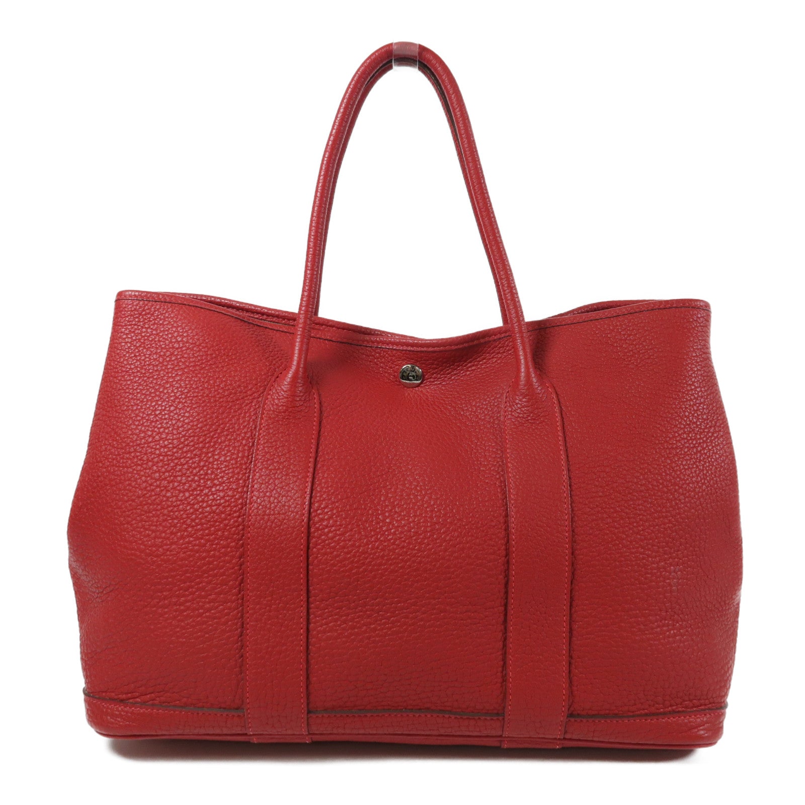 HERMES Negonda皮革Garden Party PM銀扣手挽袋Rouge Piment