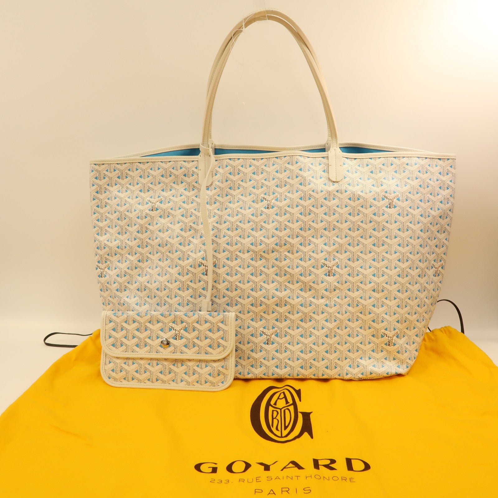 GOYARD 帆布Claire-Voie GM銀扣肩背袋白色