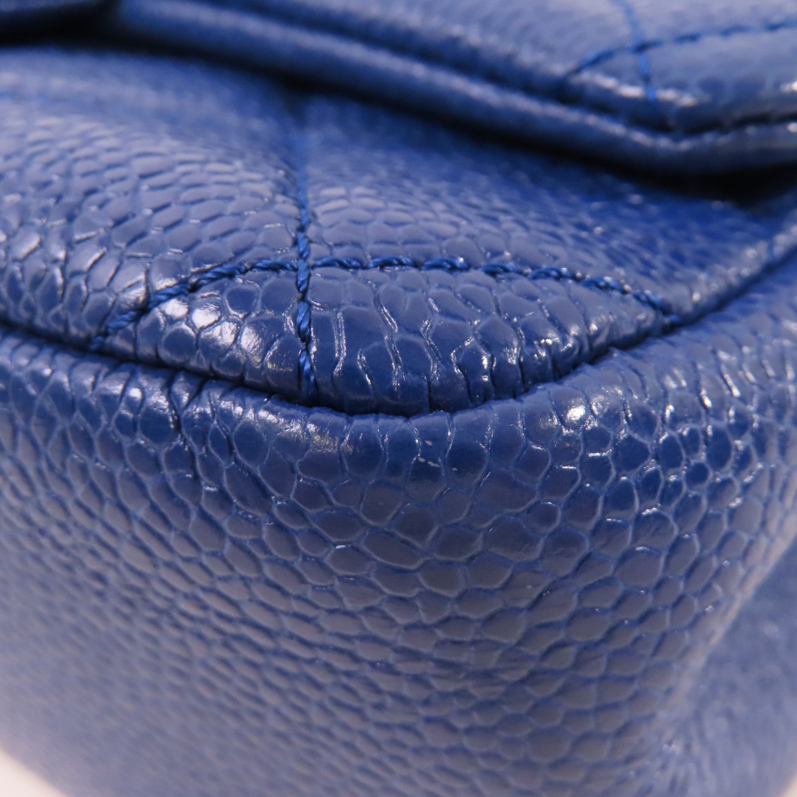 CHANEL 菱格Caviar皮革Chain Shoulder Bag鏈帶肩背袋藍色