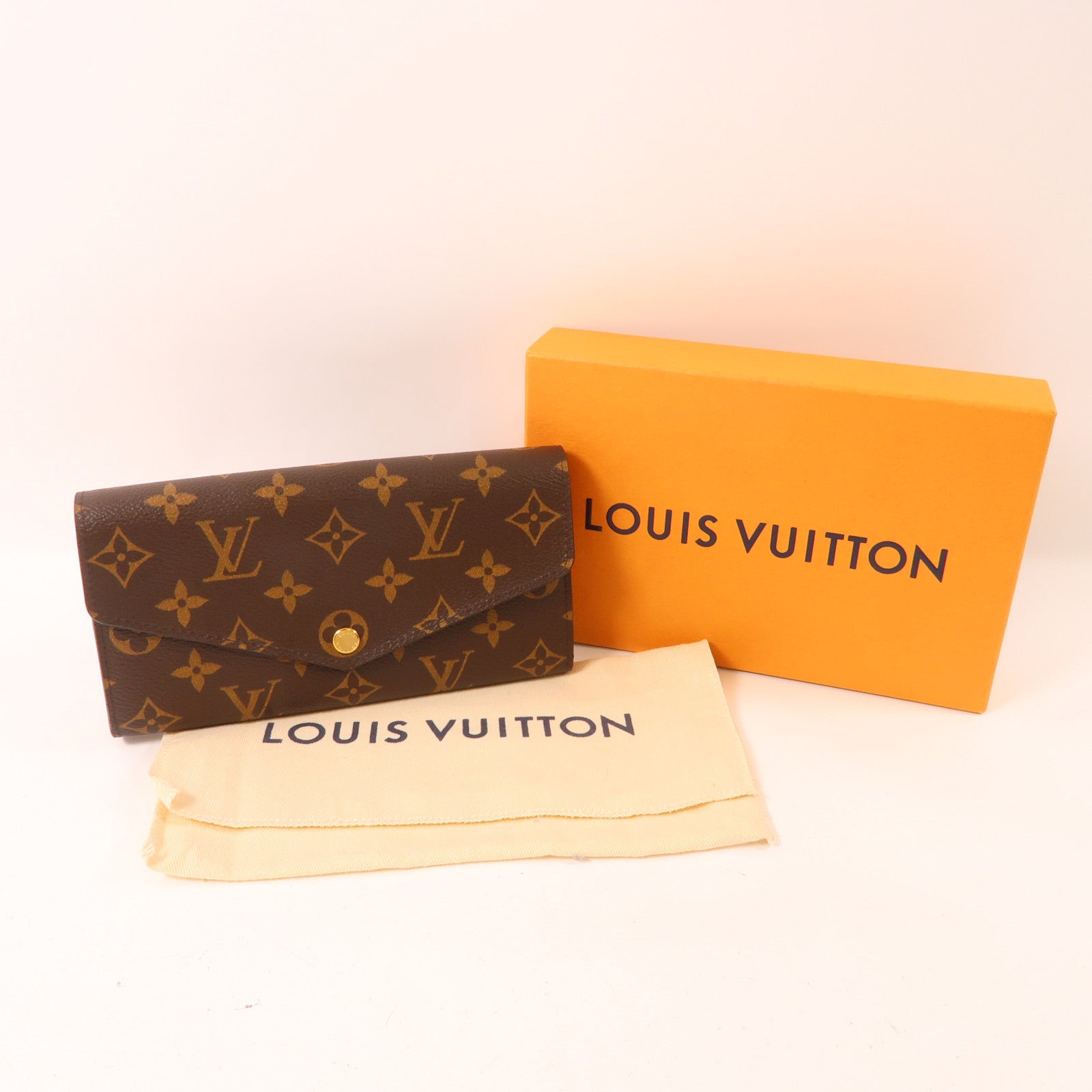 LOUIS VUITTON Monogram Sarah Wallet金扣長錢包啡色