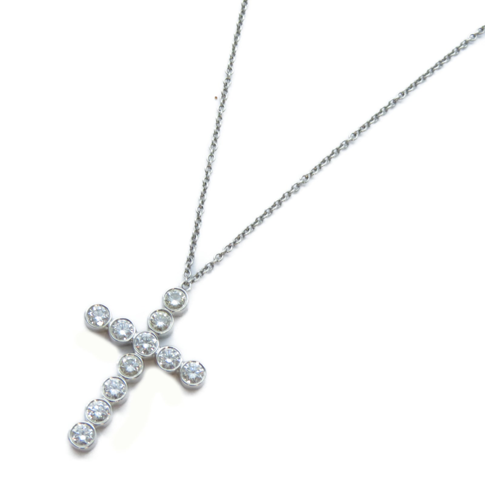 TIFFANY＆CO PT950鉑金Diamond Cross Necklace鑽石項鍊