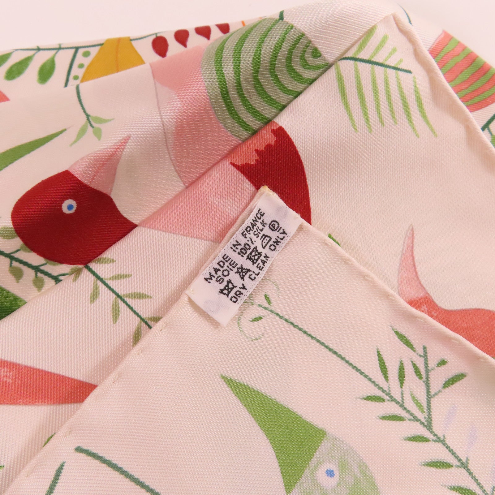 HERMES 絲質90x90 Scarf絲巾米色/粉紅色/綠色/彩色