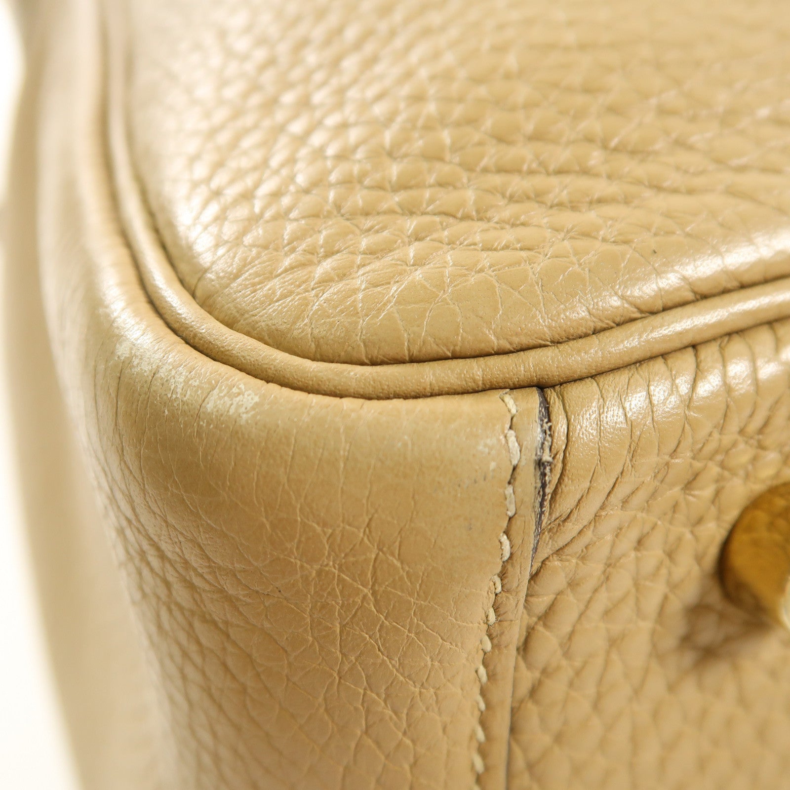 HERMES Clemence皮革Lindy 30金扣手挽肩背兩用袋Trench風衣灰色