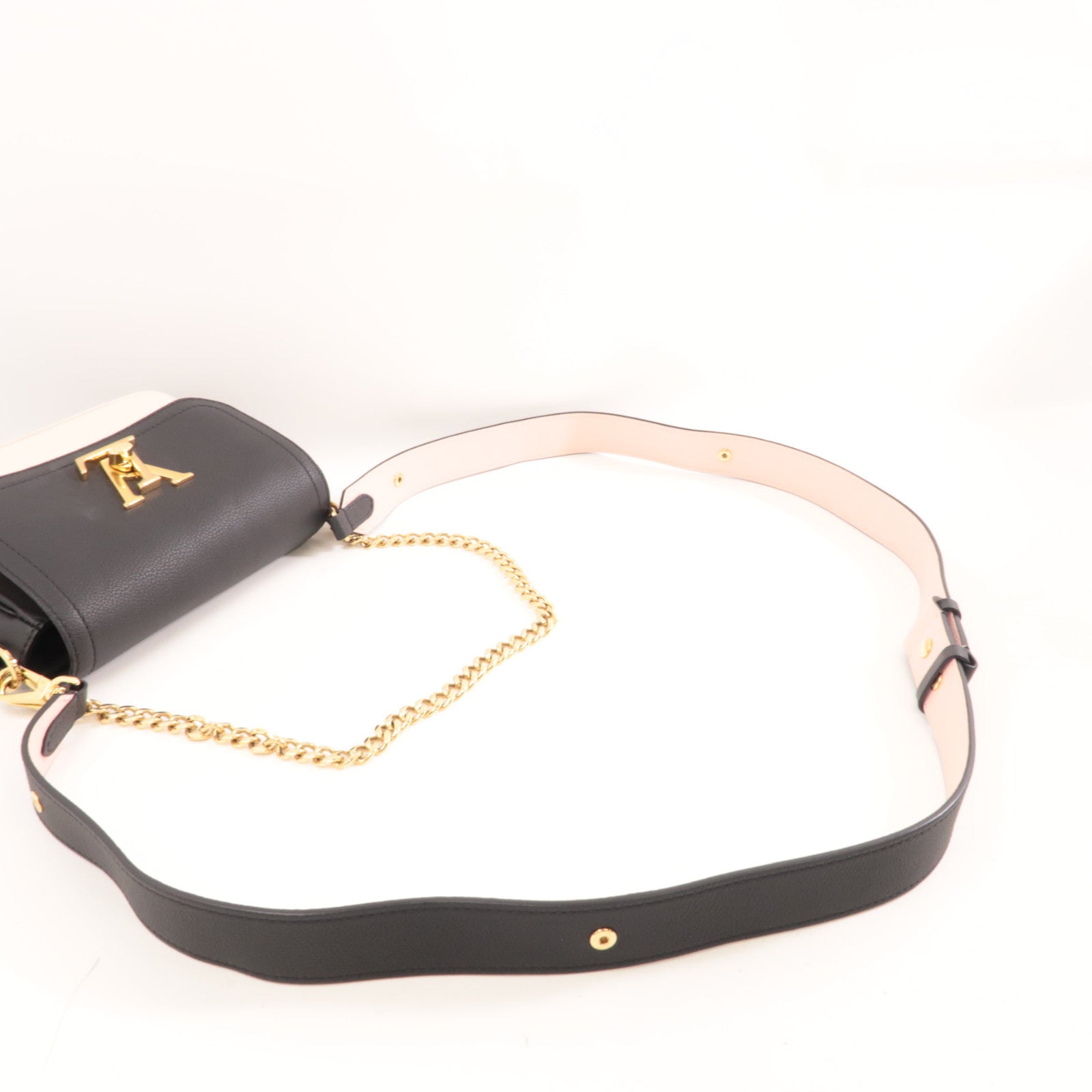 LOUIS VUITTON 牛皮皮革Lockme Tender金扣手挽肩背兩用袋色/白色/黑色/粉紅色