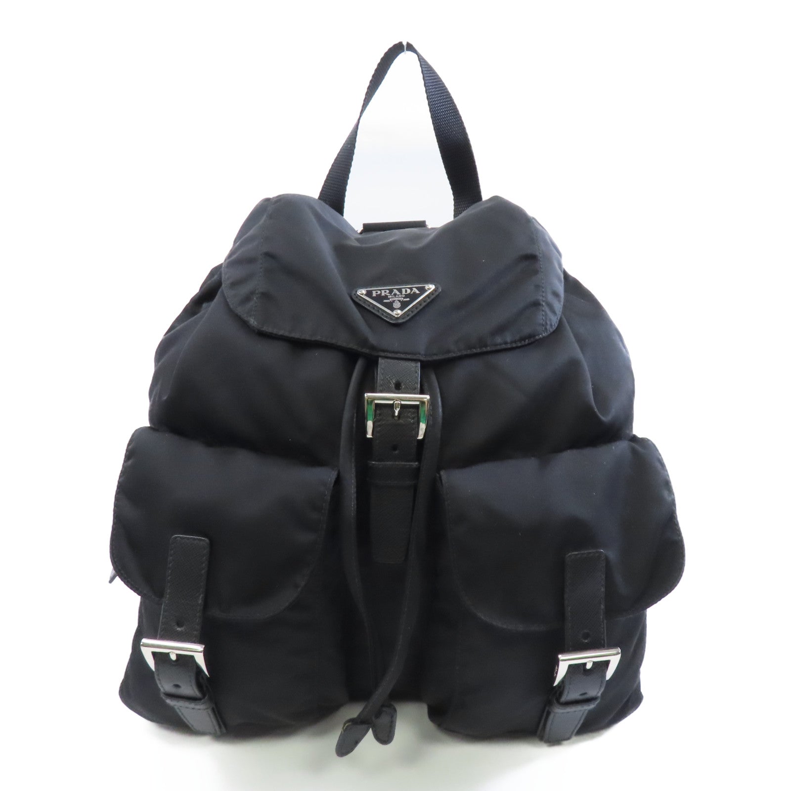 PRADA 【激減優惠】尼龍Backpack銀扣背包黑色