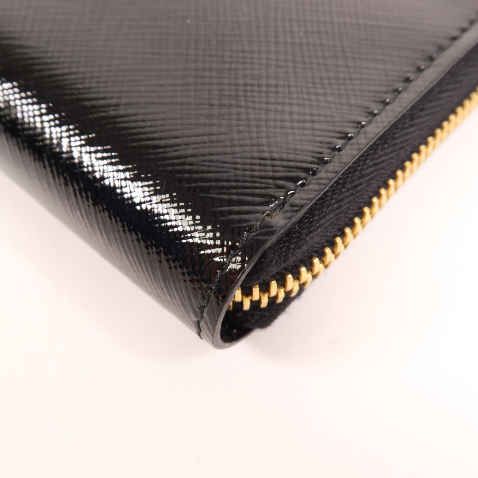 PRADA 漆皮皮革Long Wallet金扣長錢包